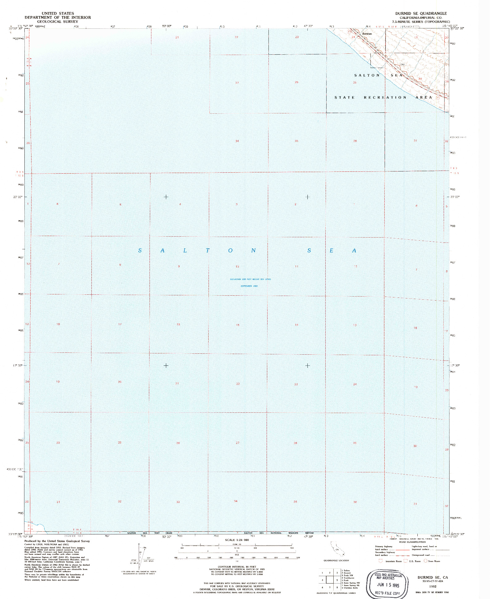 USGS 1:24000-SCALE QUADRANGLE FOR DURMID SE, CA 1992