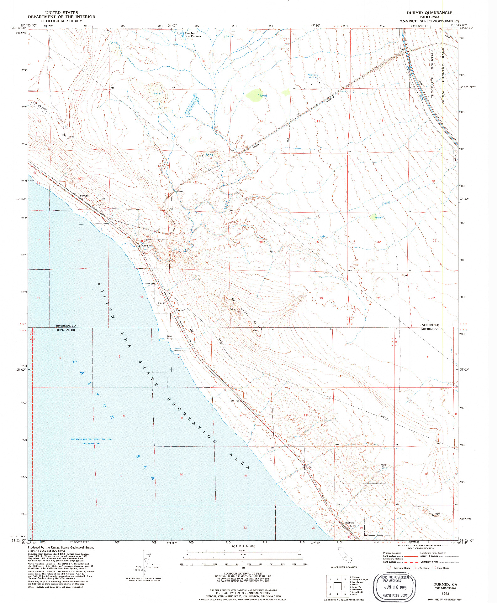 USGS 1:24000-SCALE QUADRANGLE FOR DURMID, CA 1992