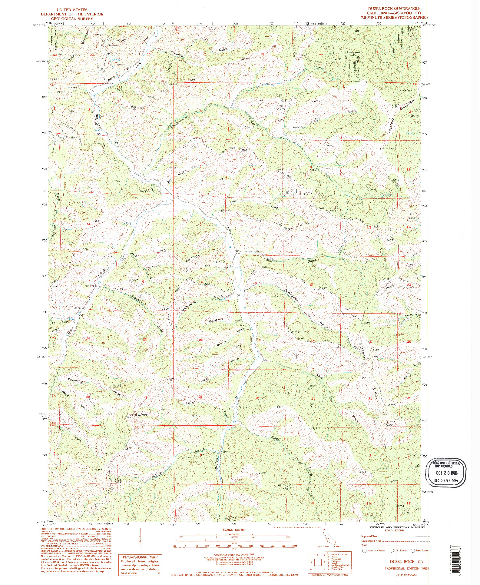 USGS 1:24000-SCALE QUADRANGLE FOR DUZEL ROCK, CA 1984