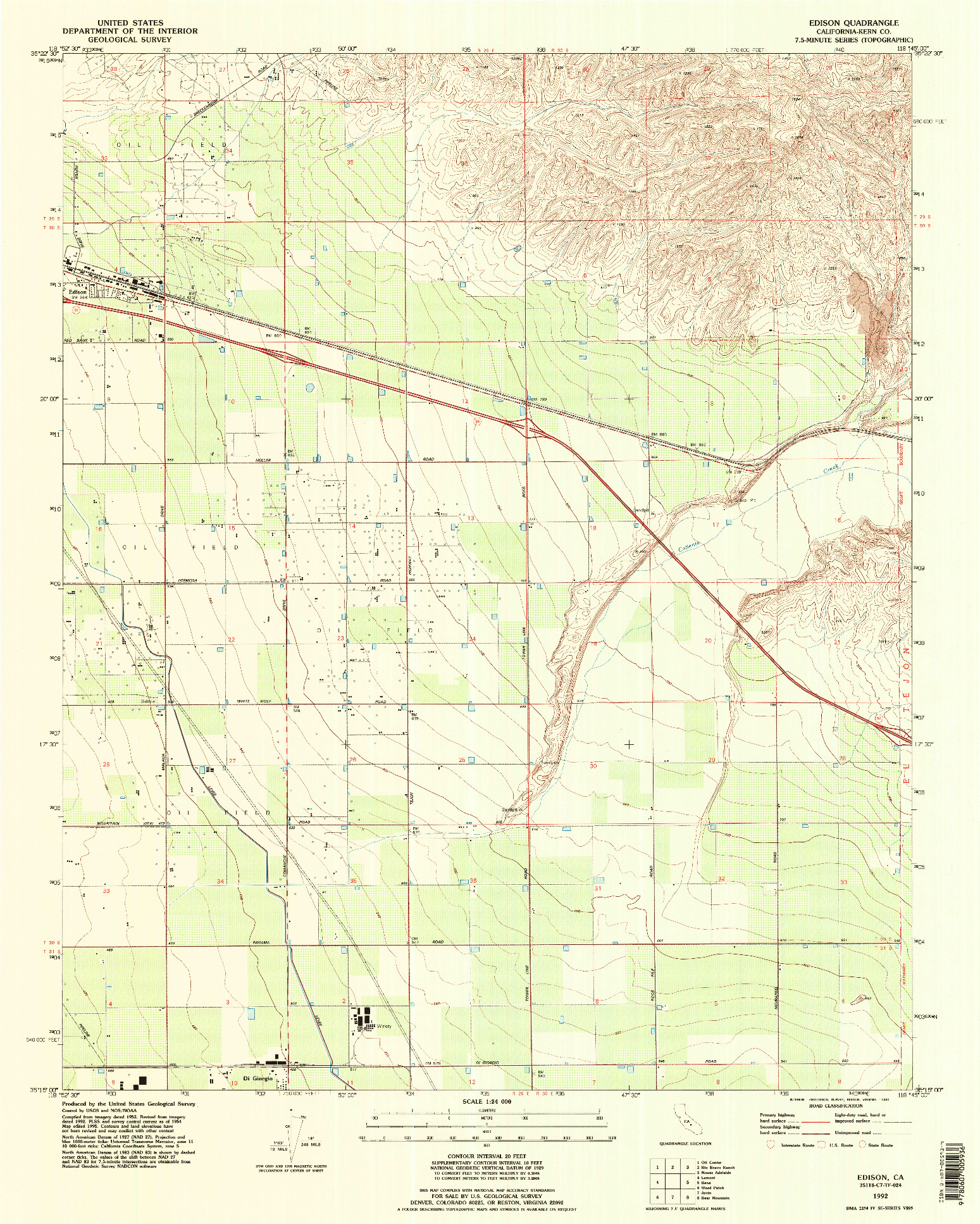 USGS 1:24000-SCALE QUADRANGLE FOR EDISON, CA 1992