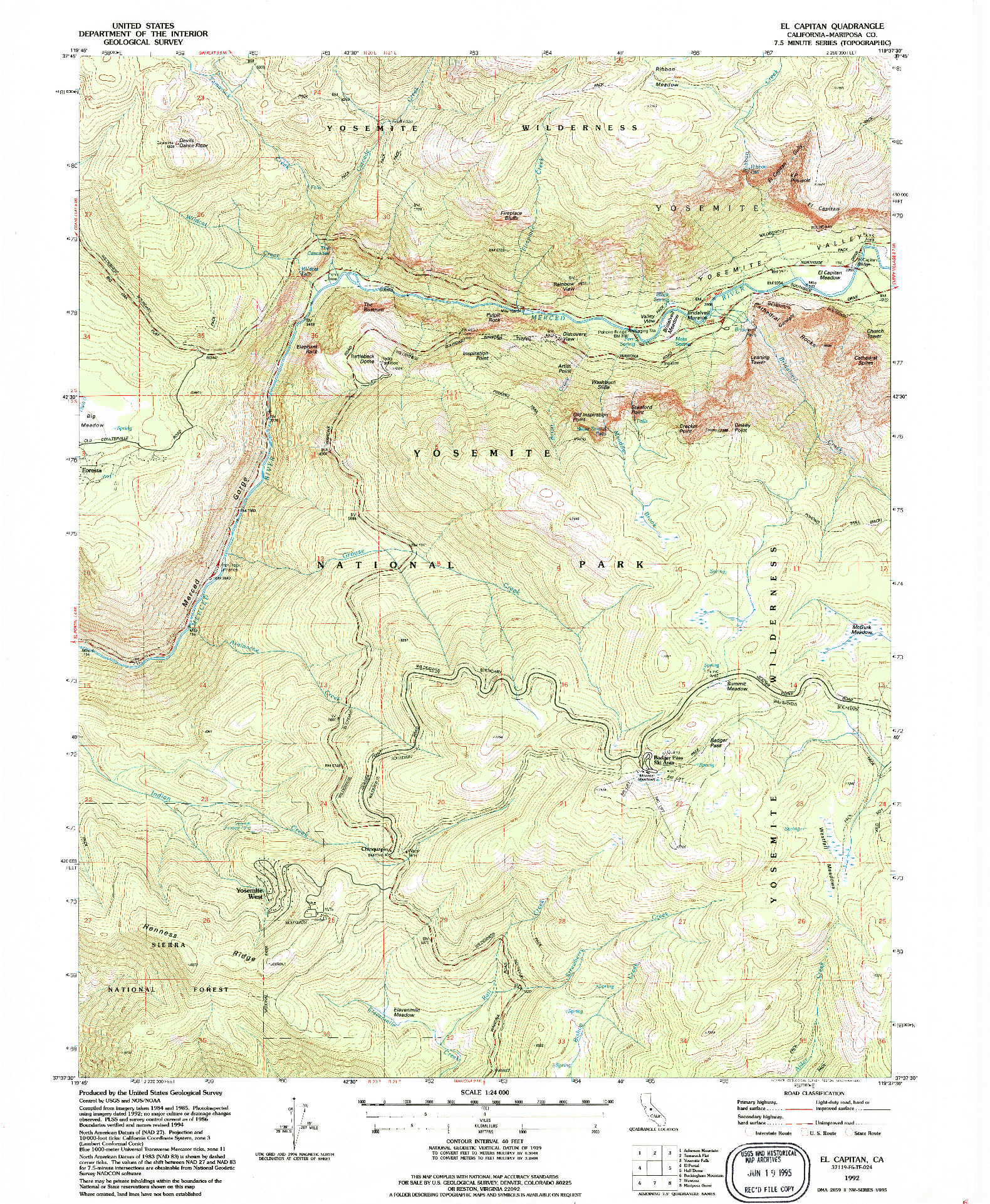 USGS 1:24000-SCALE QUADRANGLE FOR EL CAPITAN, CA 1992