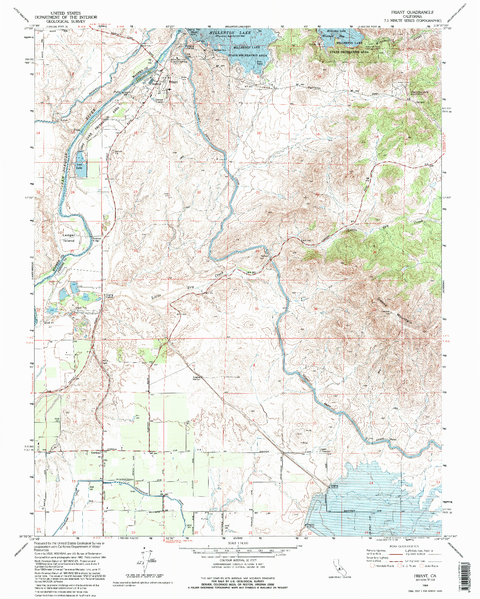 USGS 1:24000-SCALE QUADRANGLE FOR FRIANT, CA 1964