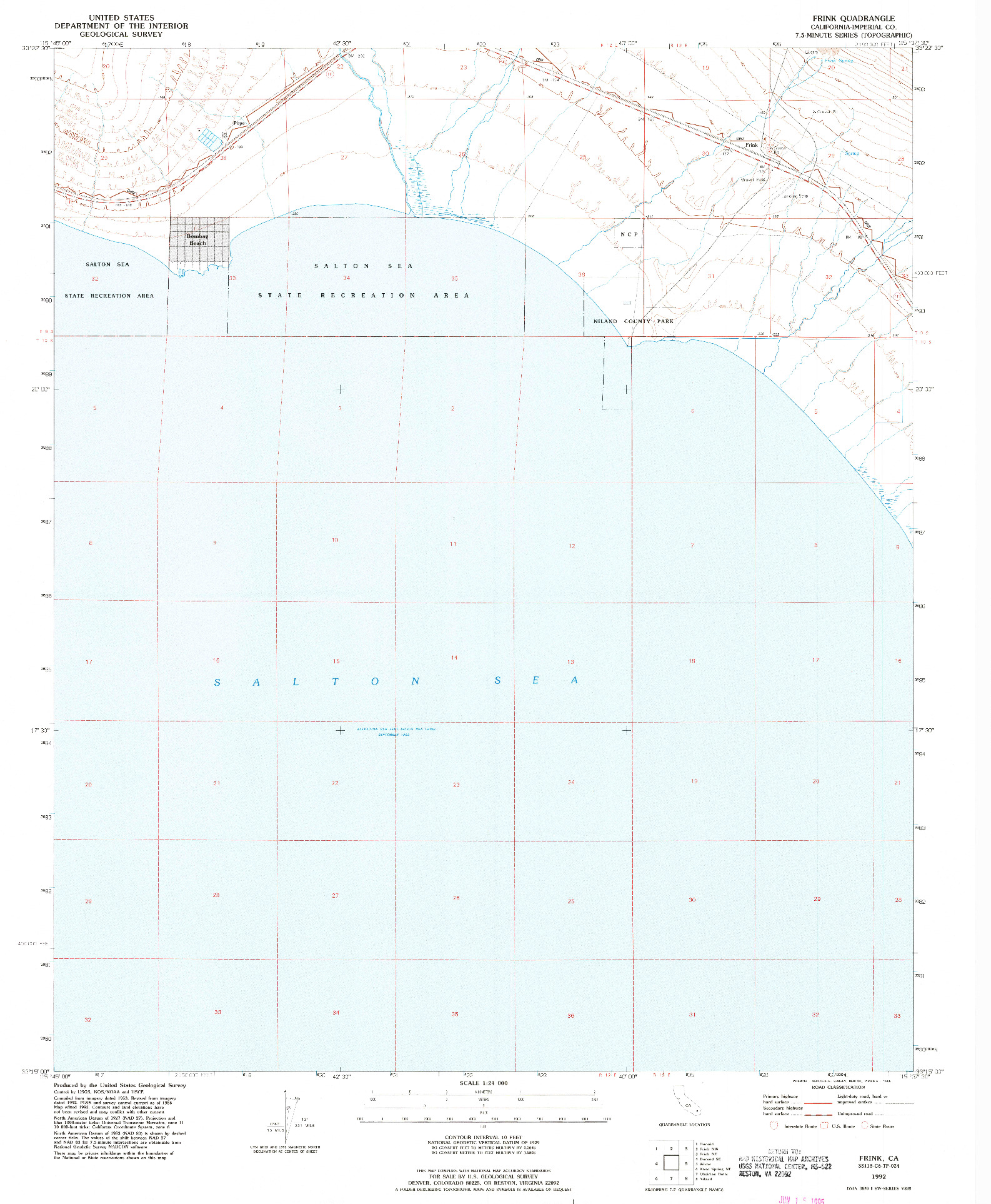 USGS 1:24000-SCALE QUADRANGLE FOR FRINK, CA 1992