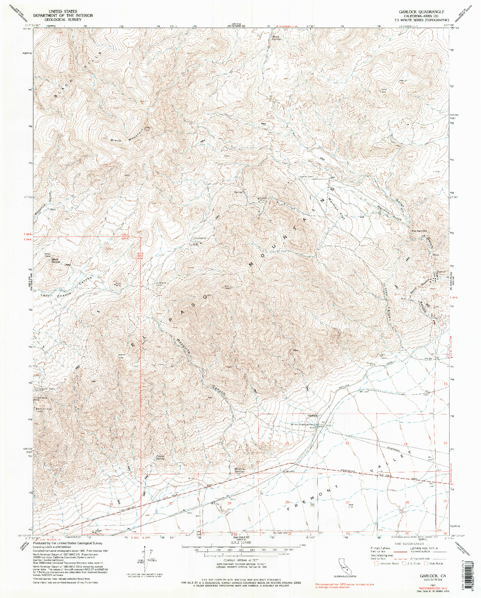 USGS 1:24000-SCALE QUADRANGLE FOR GARLOCK, CA 1967