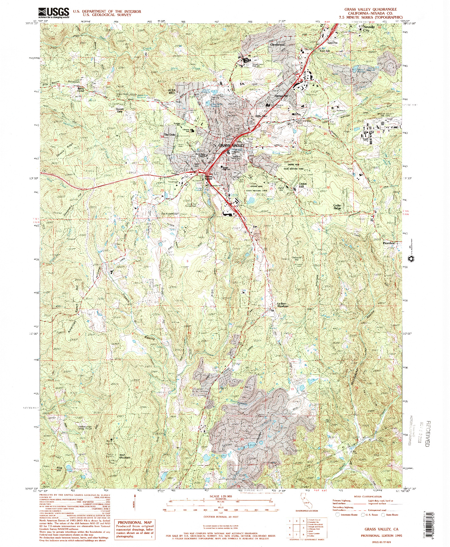 USGS 1:24000-SCALE QUADRANGLE FOR GRASS VALLEY, CA 1995