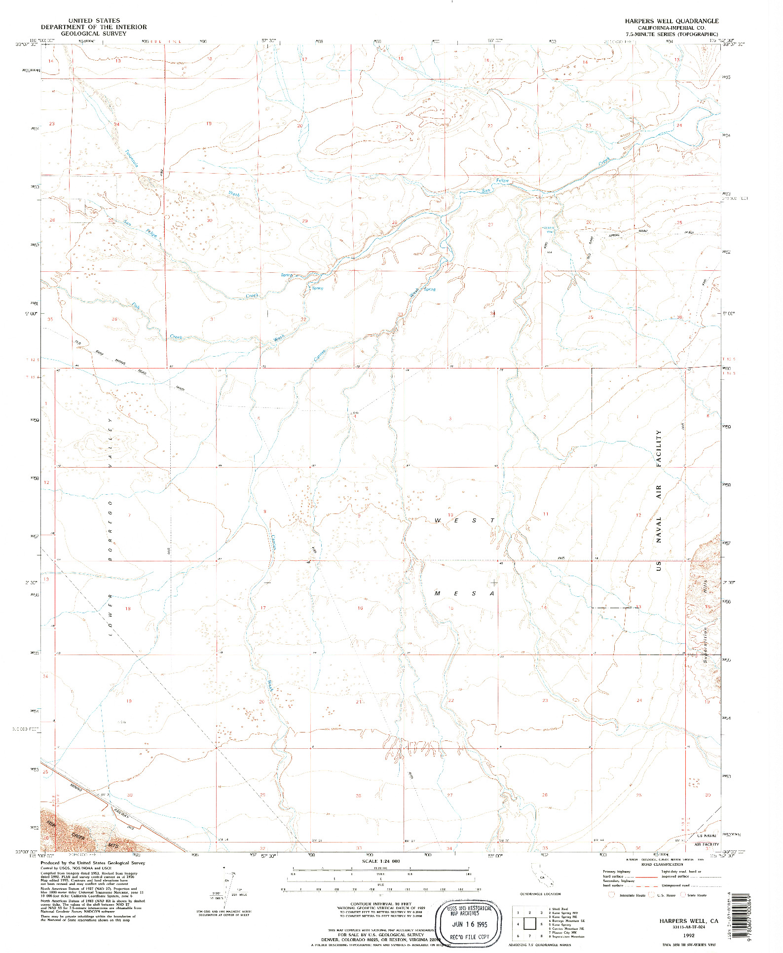 USGS 1:24000-SCALE QUADRANGLE FOR HARPERS WELL, CA 1992