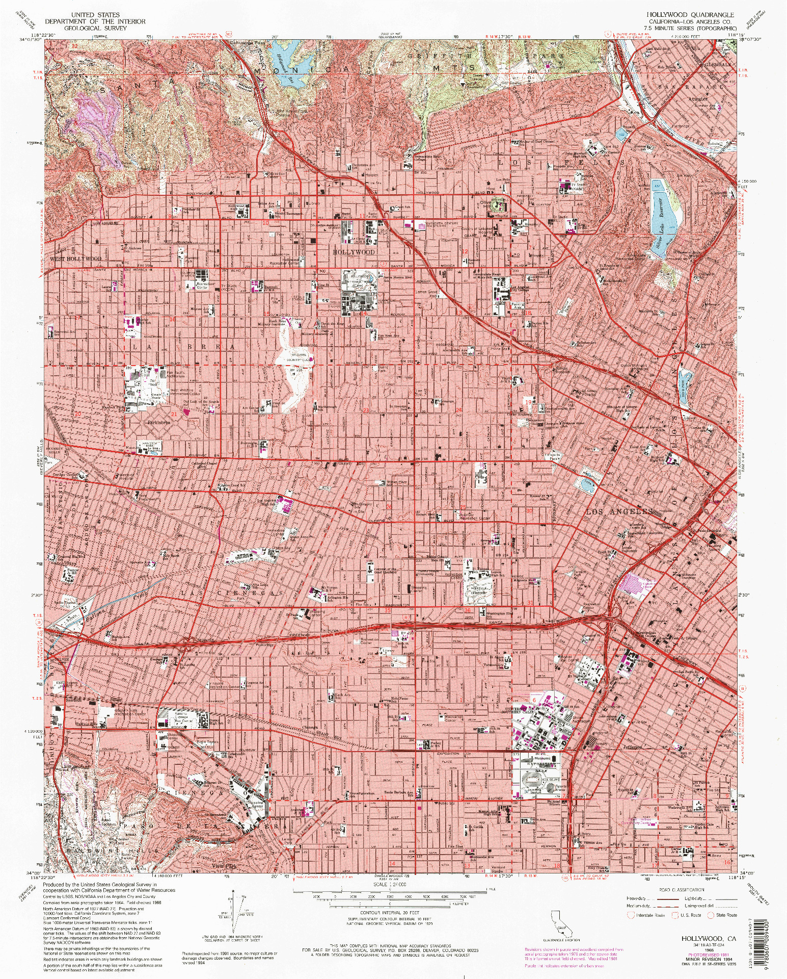 USGS 1:24000-SCALE QUADRANGLE FOR HOLLYWOOD, CA 1966