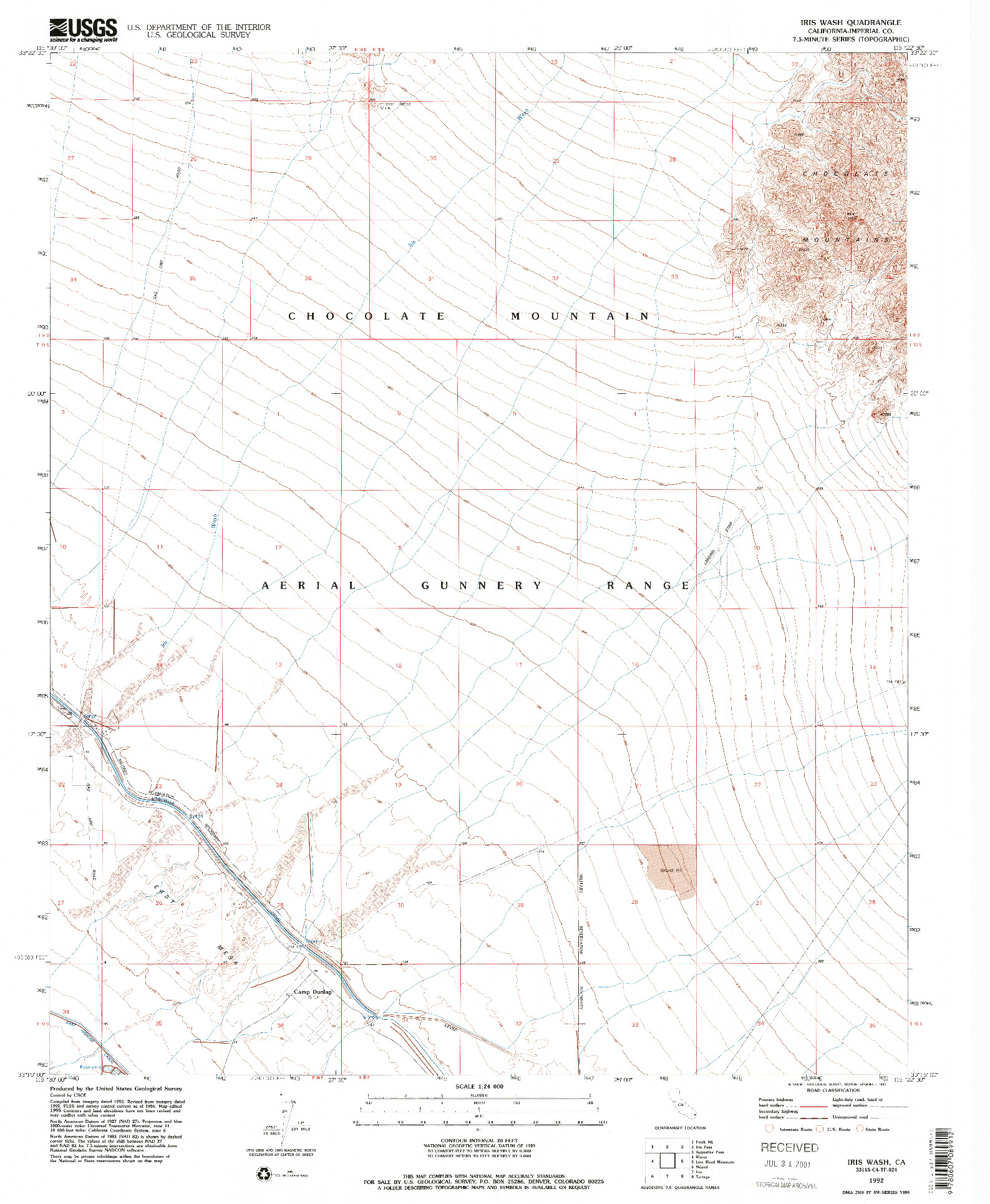 USGS 1:24000-SCALE QUADRANGLE FOR IRIS WASH, CA 1992