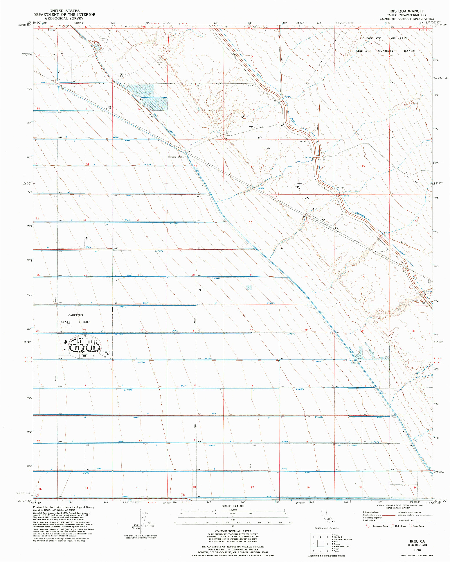 USGS 1:24000-SCALE QUADRANGLE FOR IRIS, CA 1992