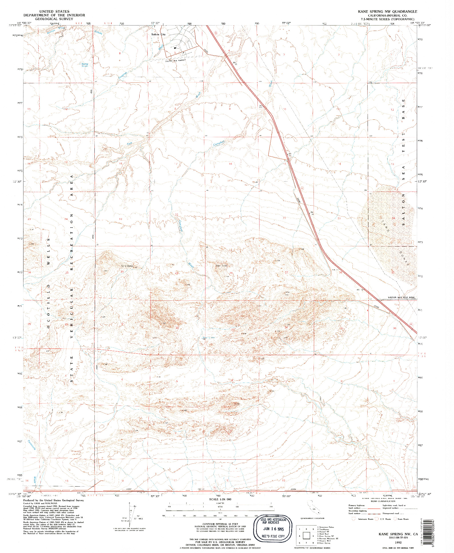 USGS 1:24000-SCALE QUADRANGLE FOR KANE SPRING NW, CA 1992