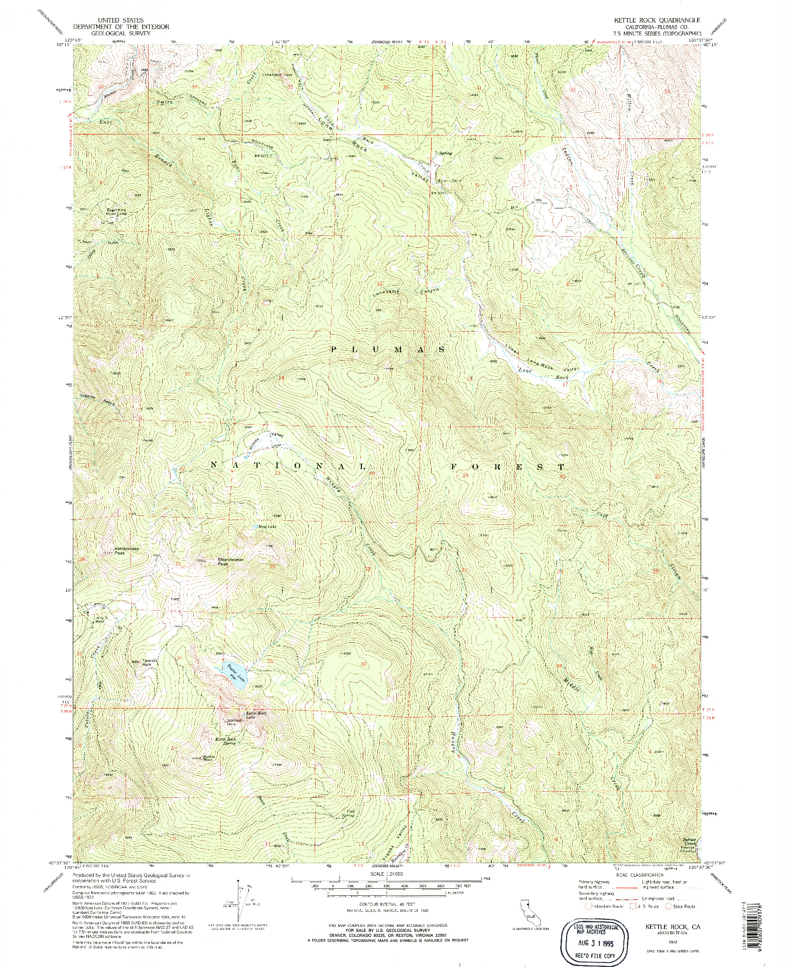 USGS 1:24000-SCALE QUADRANGLE FOR KETTLE ROCK, CA 1972