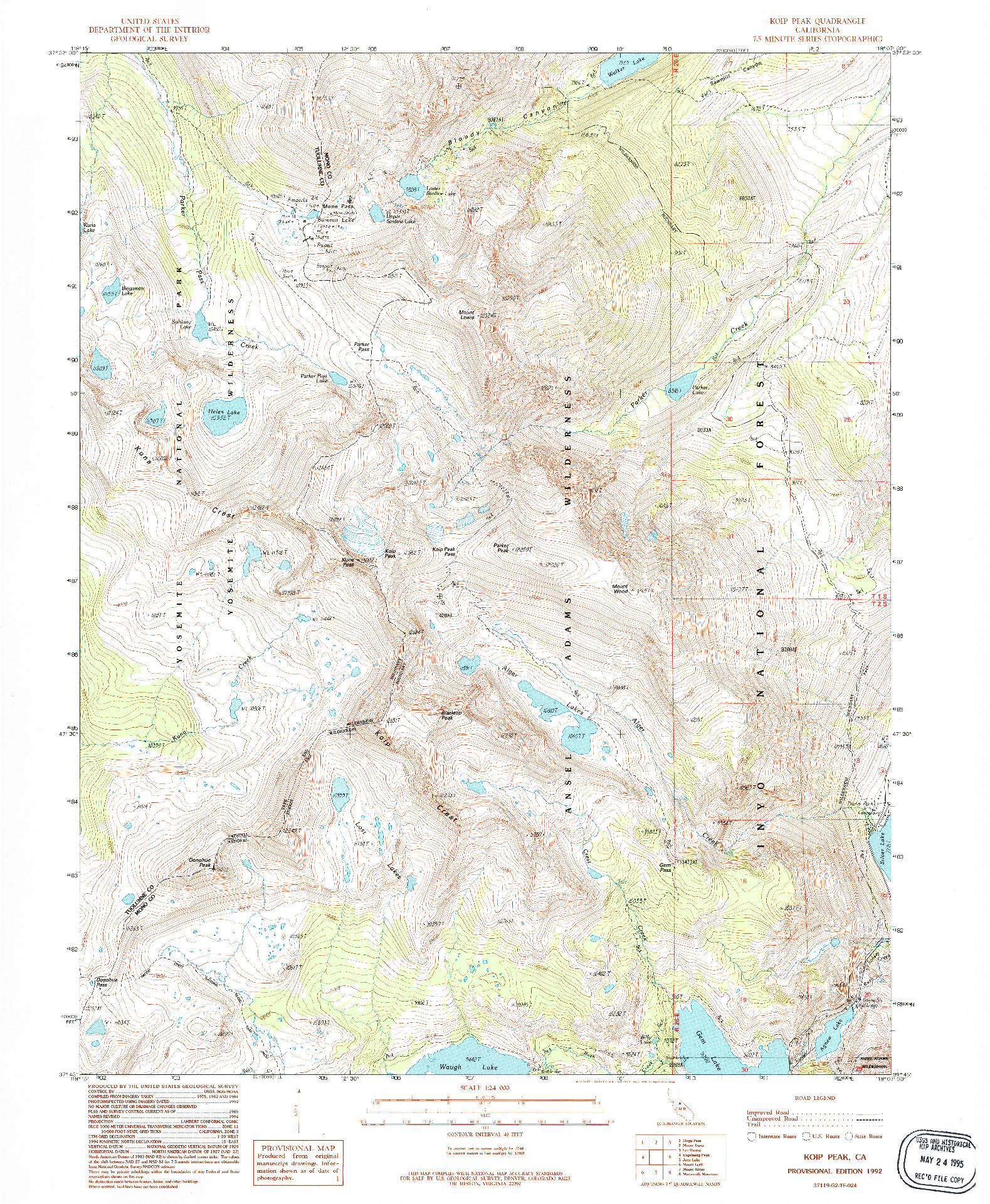 USGS 1:24000-SCALE QUADRANGLE FOR KOIP PEAK, CA 1992