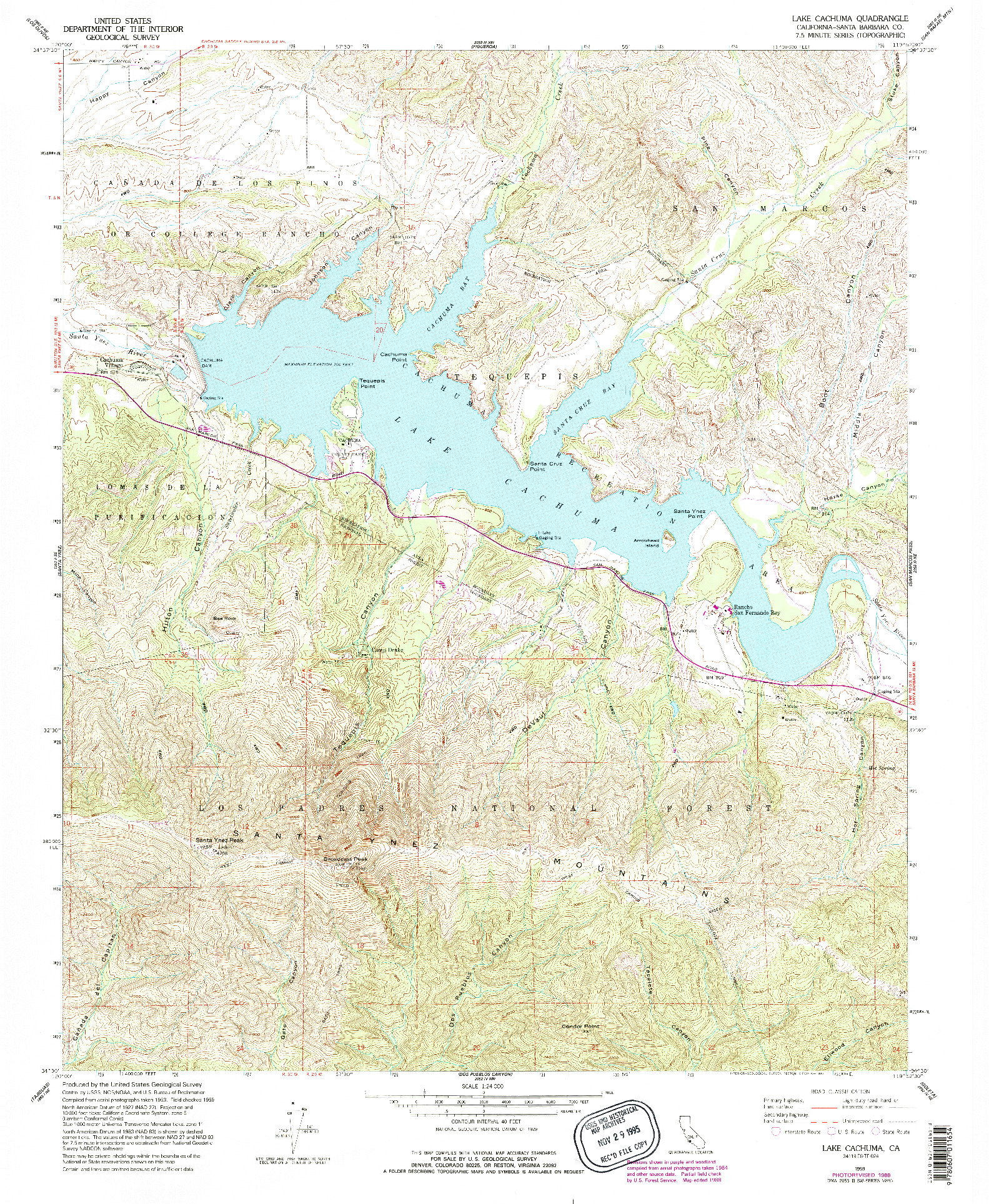 USGS 1:24000-SCALE QUADRANGLE FOR LAKE CACHUMA, CA 1959