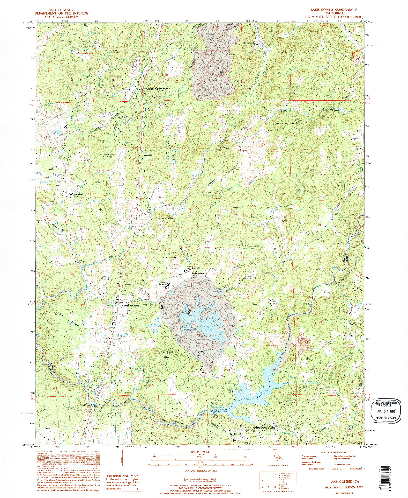 USGS 1:24000-SCALE QUADRANGLE FOR LAKE COMBIE, CA 1995