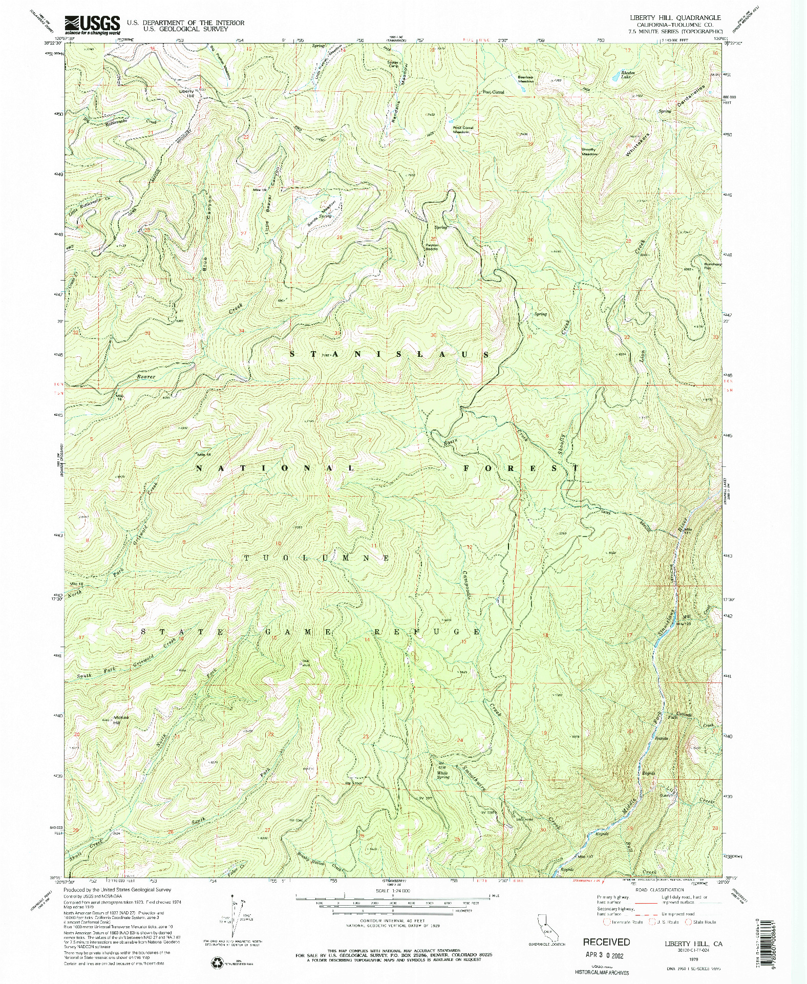 USGS 1:24000-SCALE QUADRANGLE FOR LIBERTY HILL, CA 1979