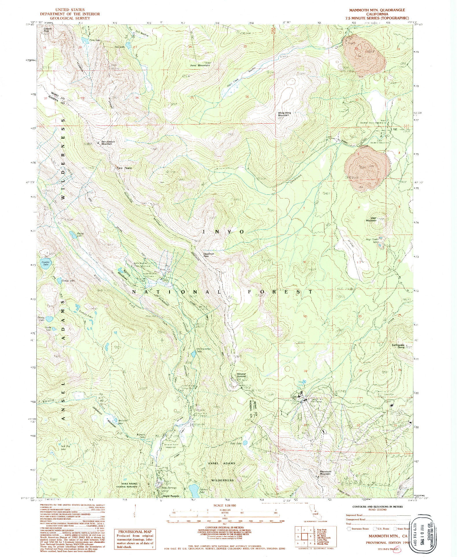 USGS 1:24000-SCALE QUADRANGLE FOR MAMMOTH MTN, CA 1992