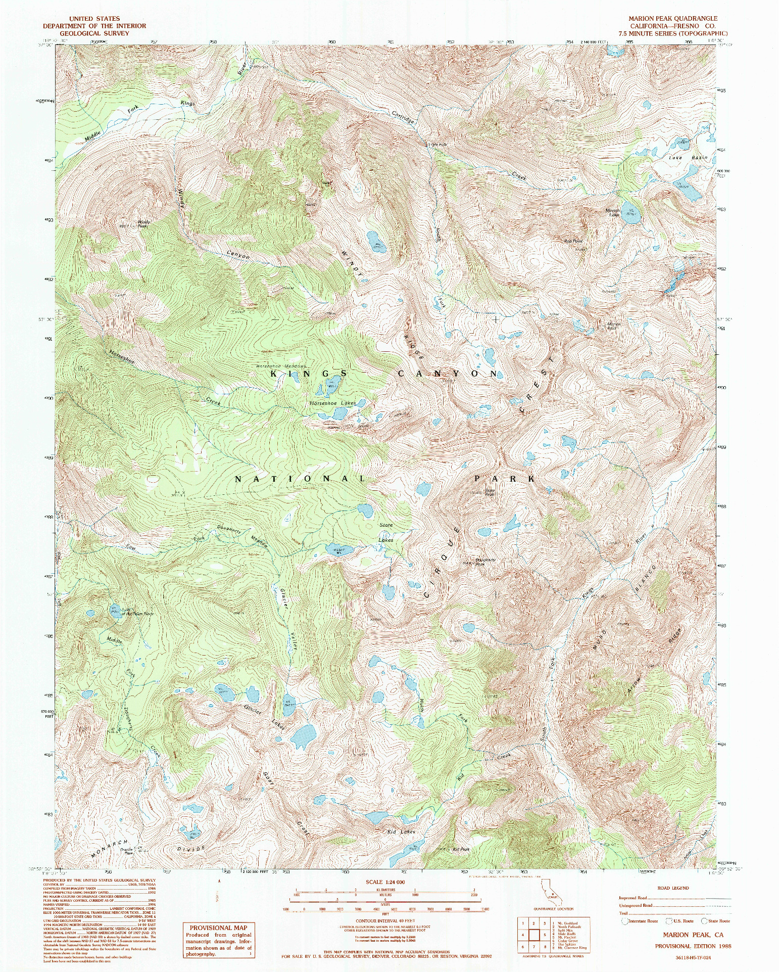 USGS 1:24000-SCALE QUADRANGLE FOR MARION PEAK, CA 1988