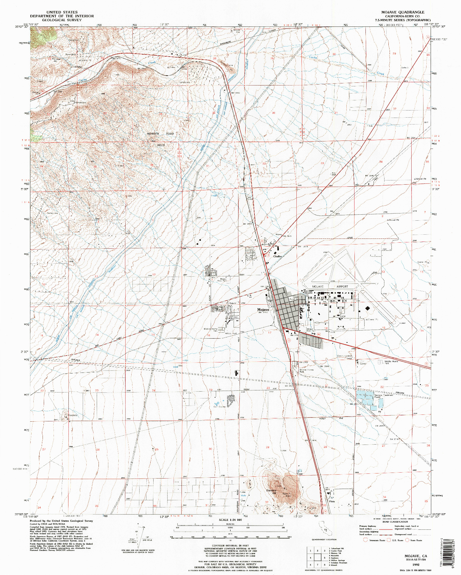USGS 1:24000-SCALE QUADRANGLE FOR MOJAVE, CA 1992