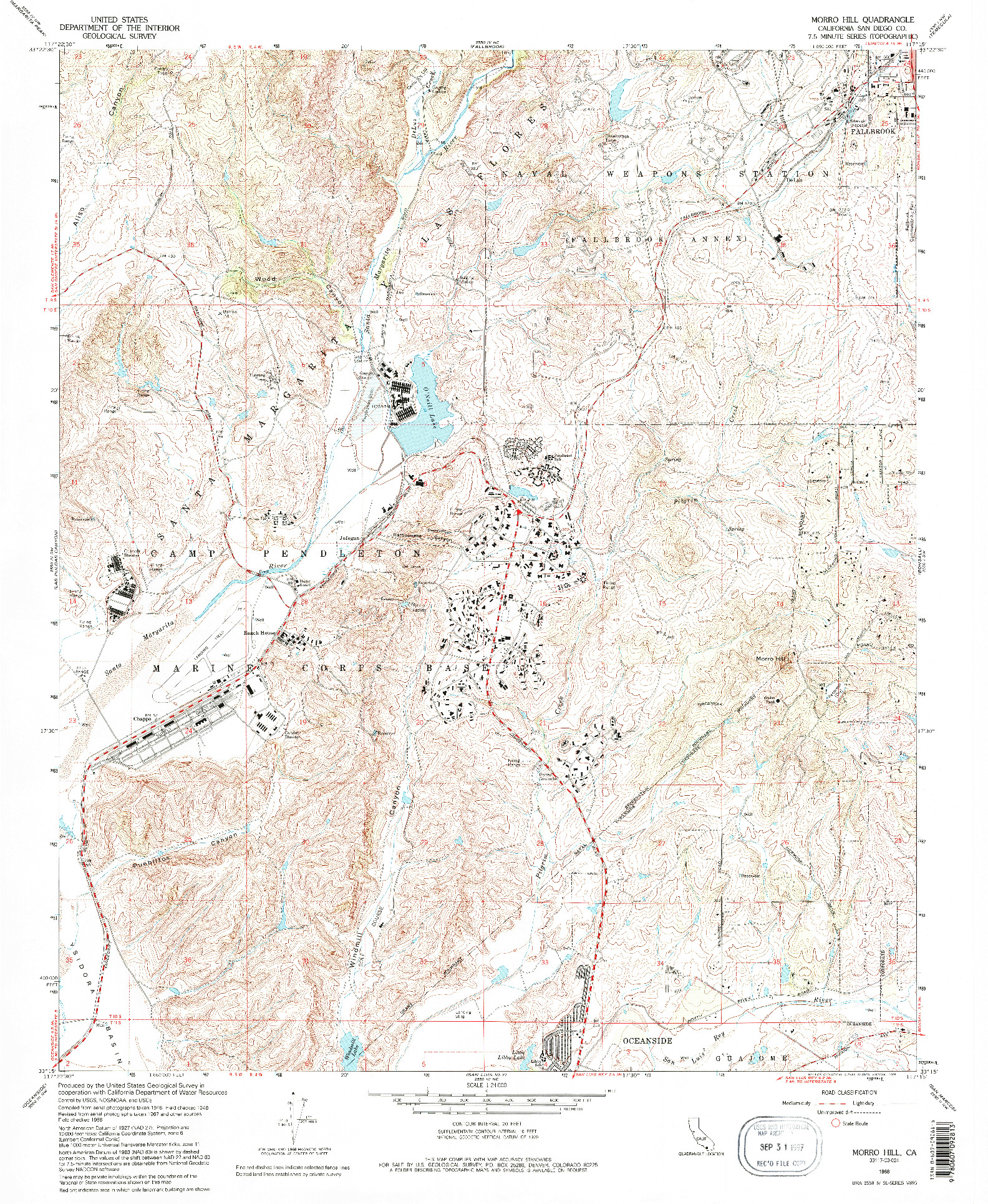 USGS 1:24000-SCALE QUADRANGLE FOR MORRO HILL, CA 1968