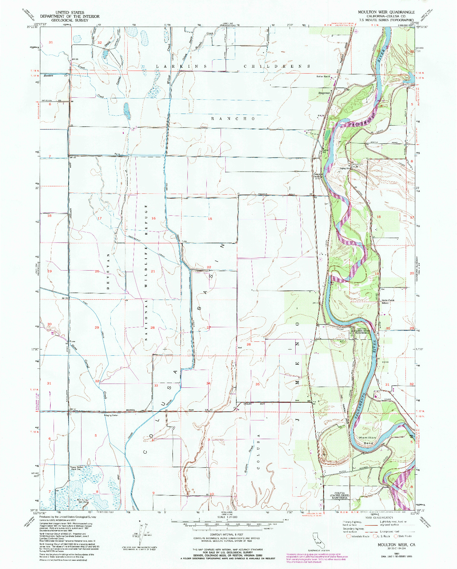 USGS 1:24000-SCALE QUADRANGLE FOR MOULTON WEIR, CA 1991