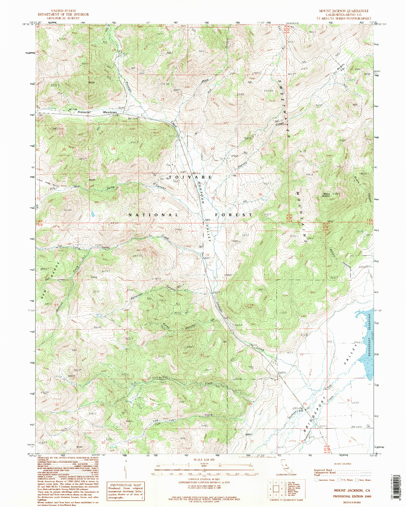USGS 1:24000-SCALE QUADRANGLE FOR MOUNT JACKSON, CA 1989