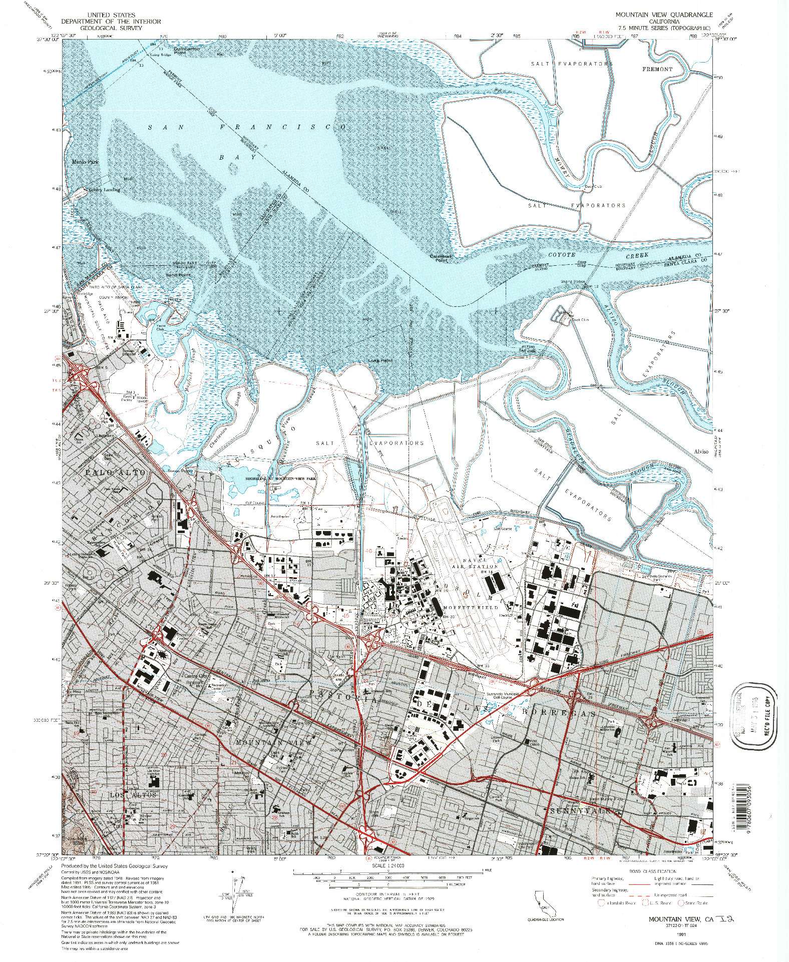 USGS 1:24000-SCALE QUADRANGLE FOR MOUNTAIN VIEW, CA 1991