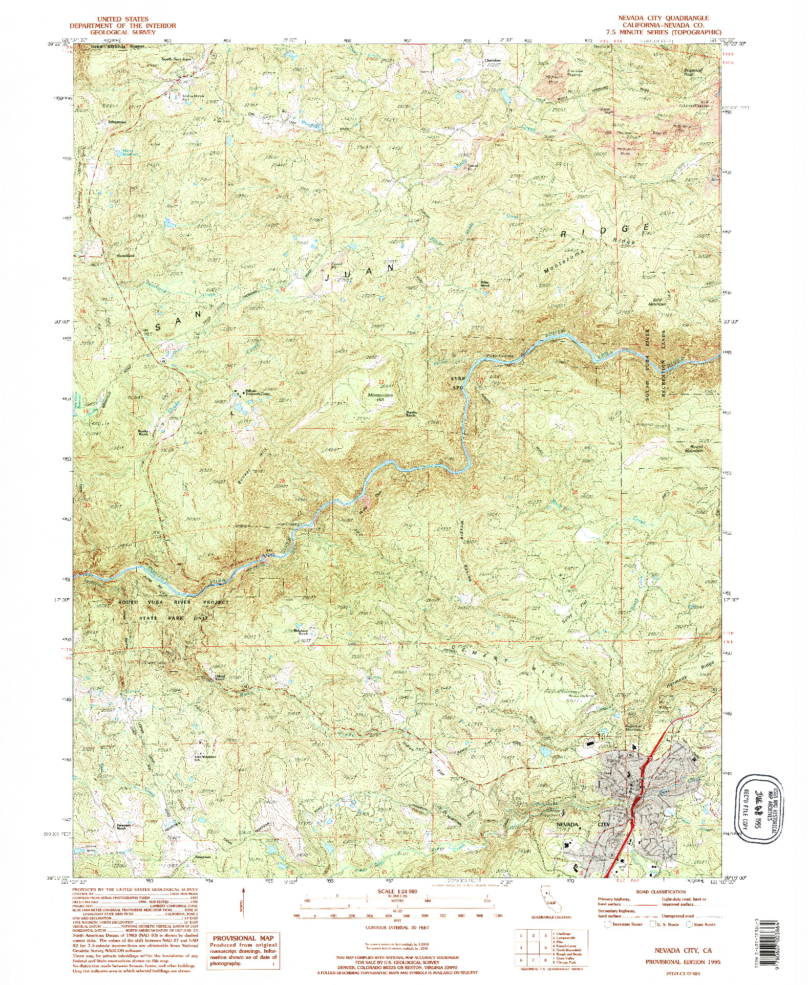 USGS 1:24000-SCALE QUADRANGLE FOR NEVADA CITY, CA 1995