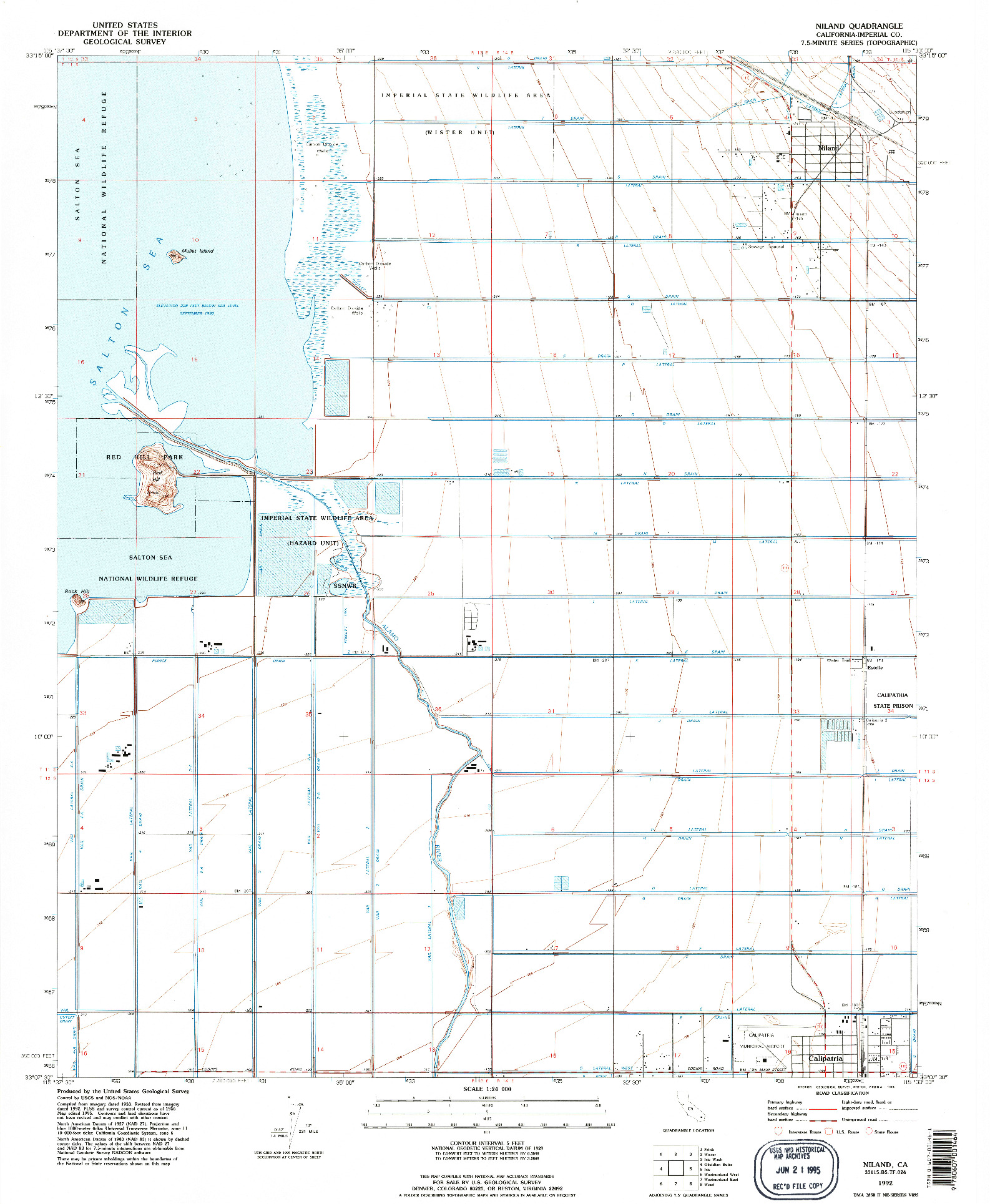 USGS 1:24000-SCALE QUADRANGLE FOR NILAND, CA 1992