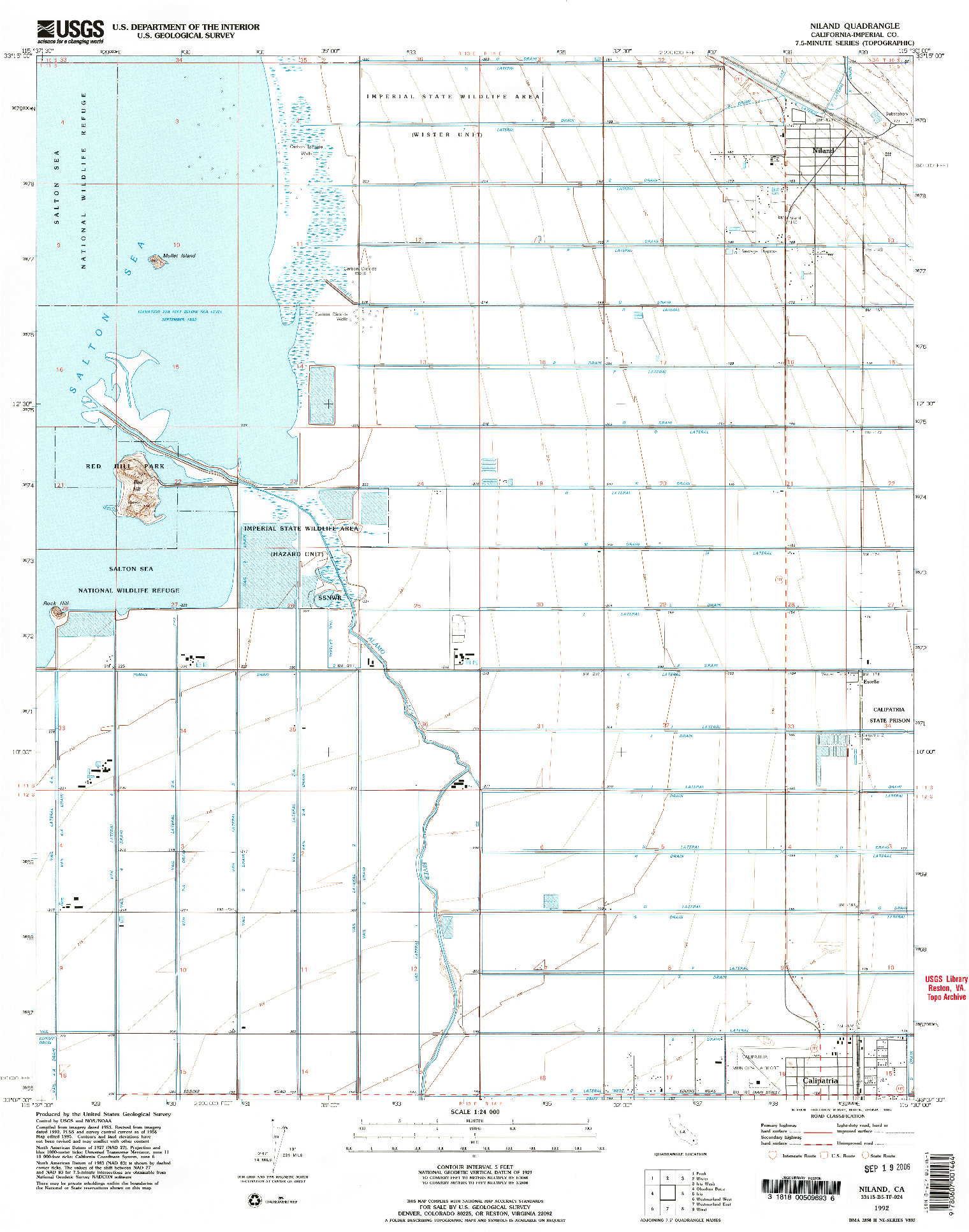 USGS 1:24000-SCALE QUADRANGLE FOR NILAND, CA 1992