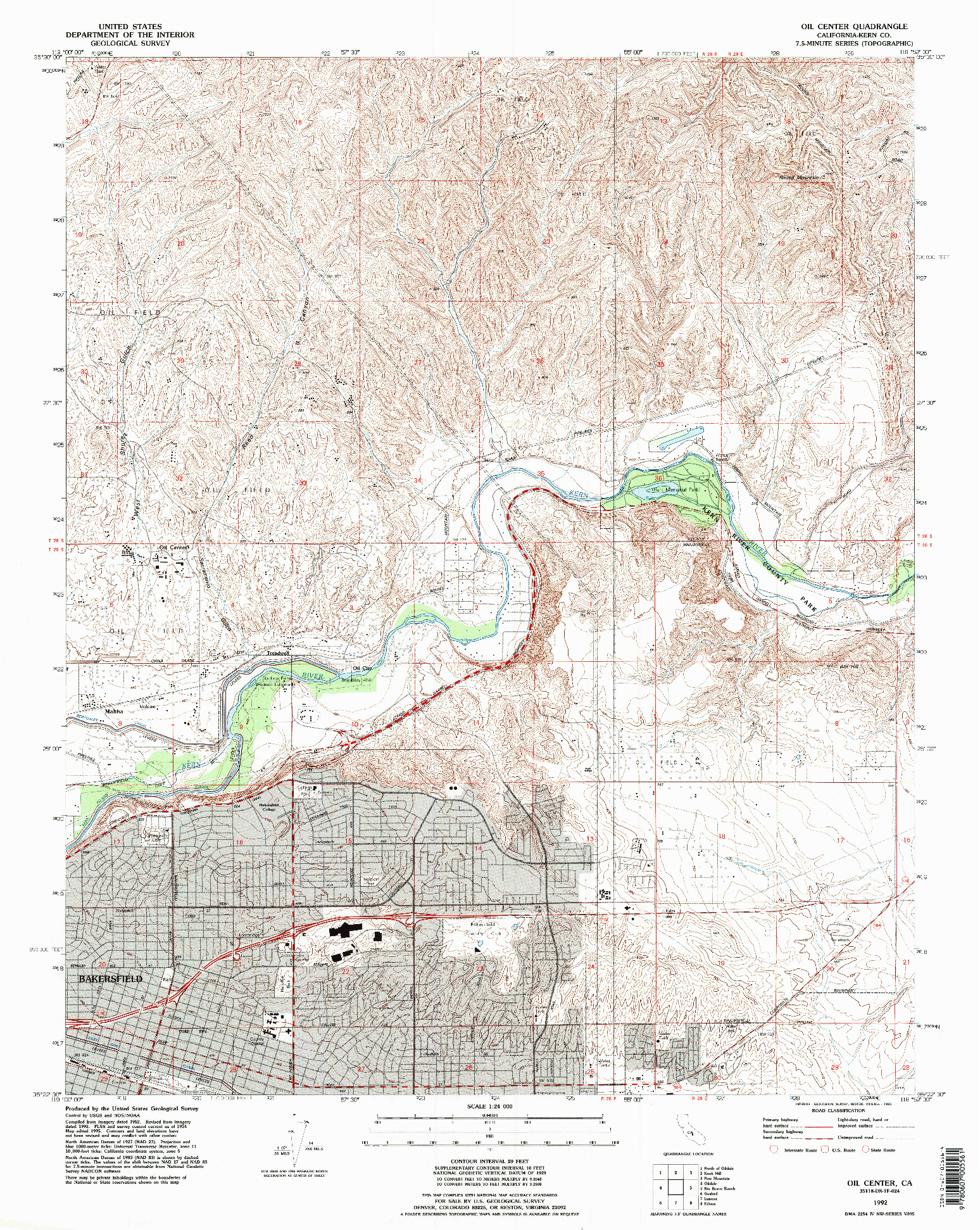 USGS 1:24000-SCALE QUADRANGLE FOR OIL CENTER, CA 1992