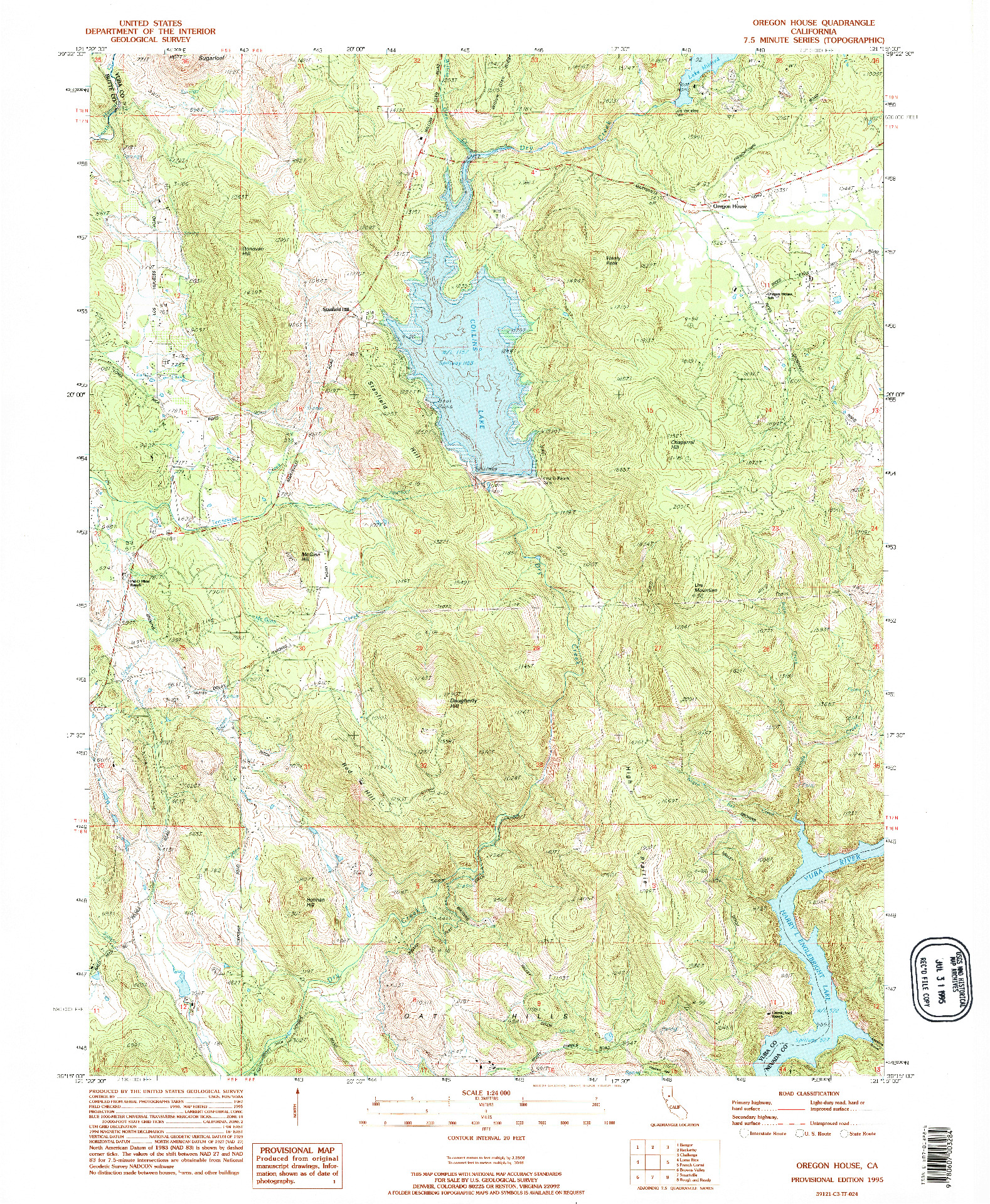 USGS 1:24000-SCALE QUADRANGLE FOR OREGON HOUSE, CA 1995