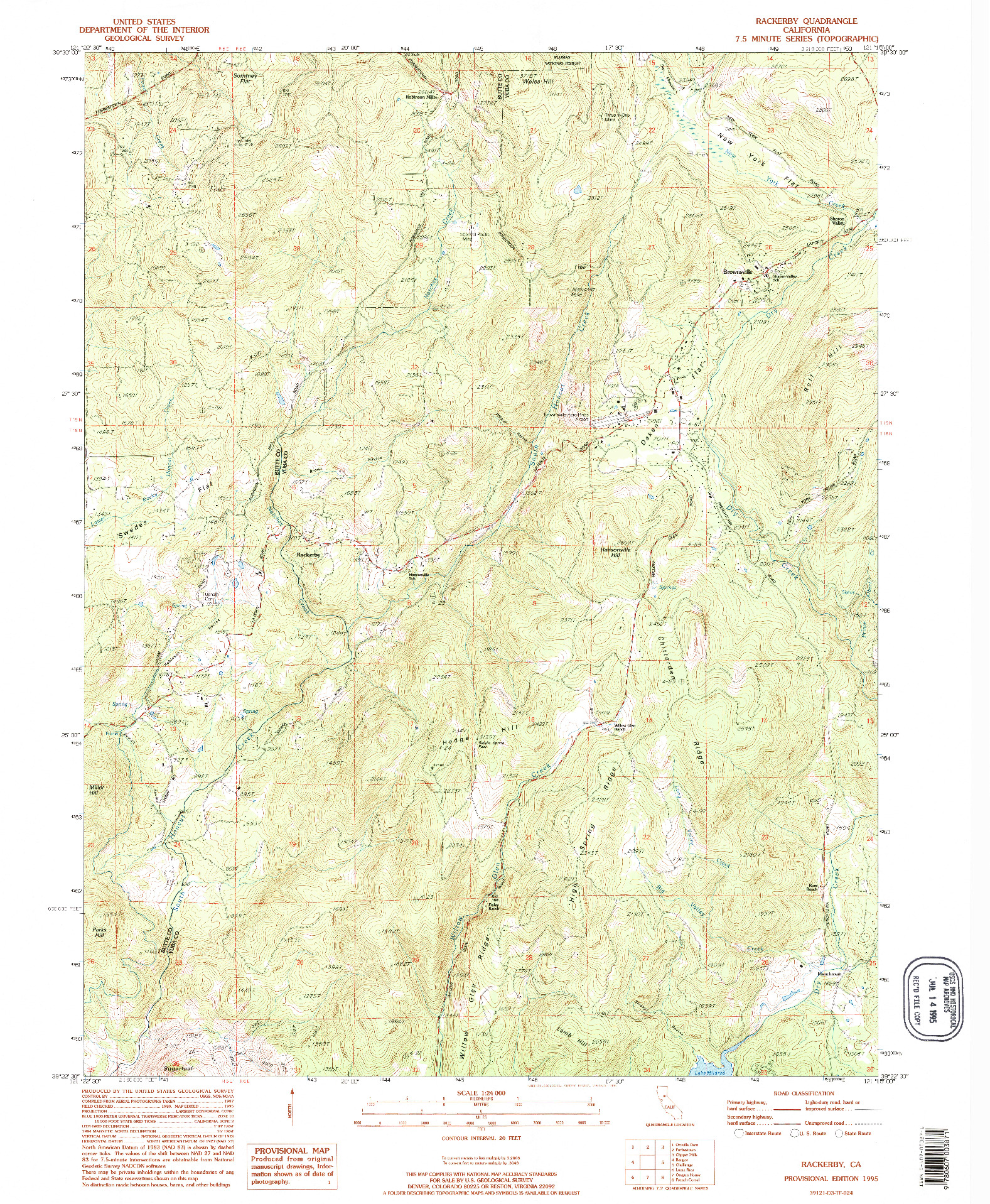 USGS 1:24000-SCALE QUADRANGLE FOR RACKERBY, CA 1995