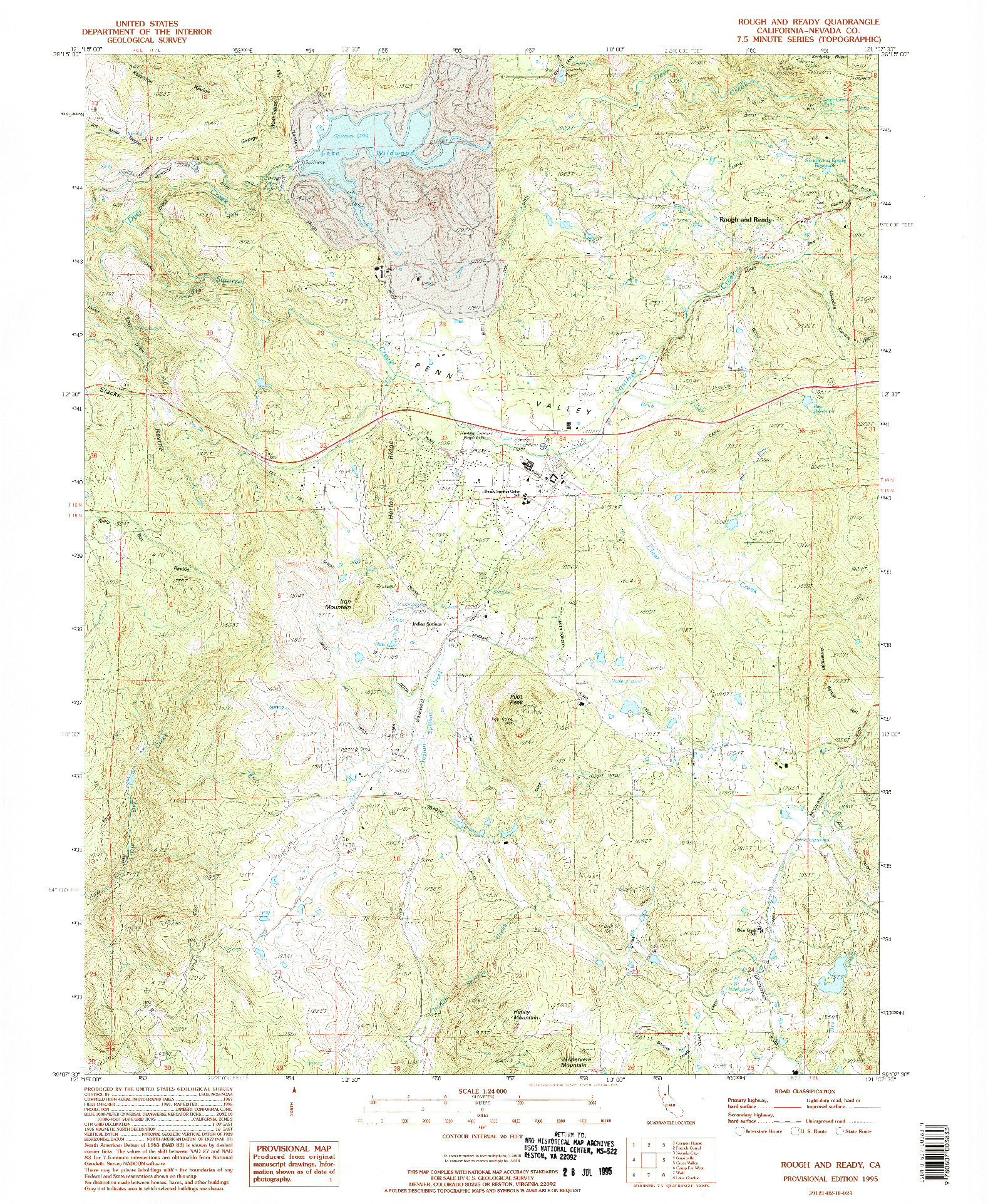 USGS 1:24000-SCALE QUADRANGLE FOR ROUGH AND READY, CA 1995