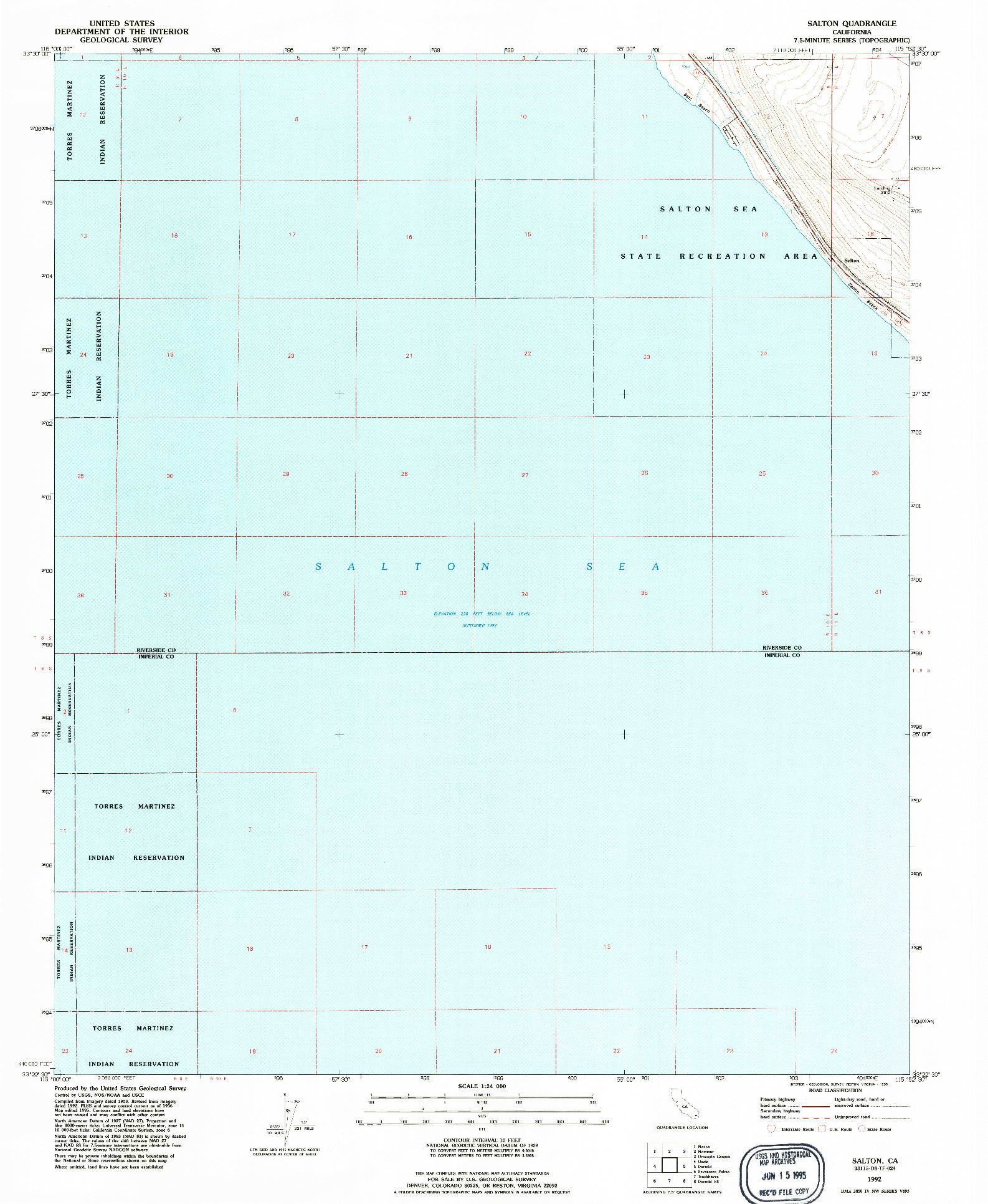 USGS 1:24000-SCALE QUADRANGLE FOR SALTON, CA 1992