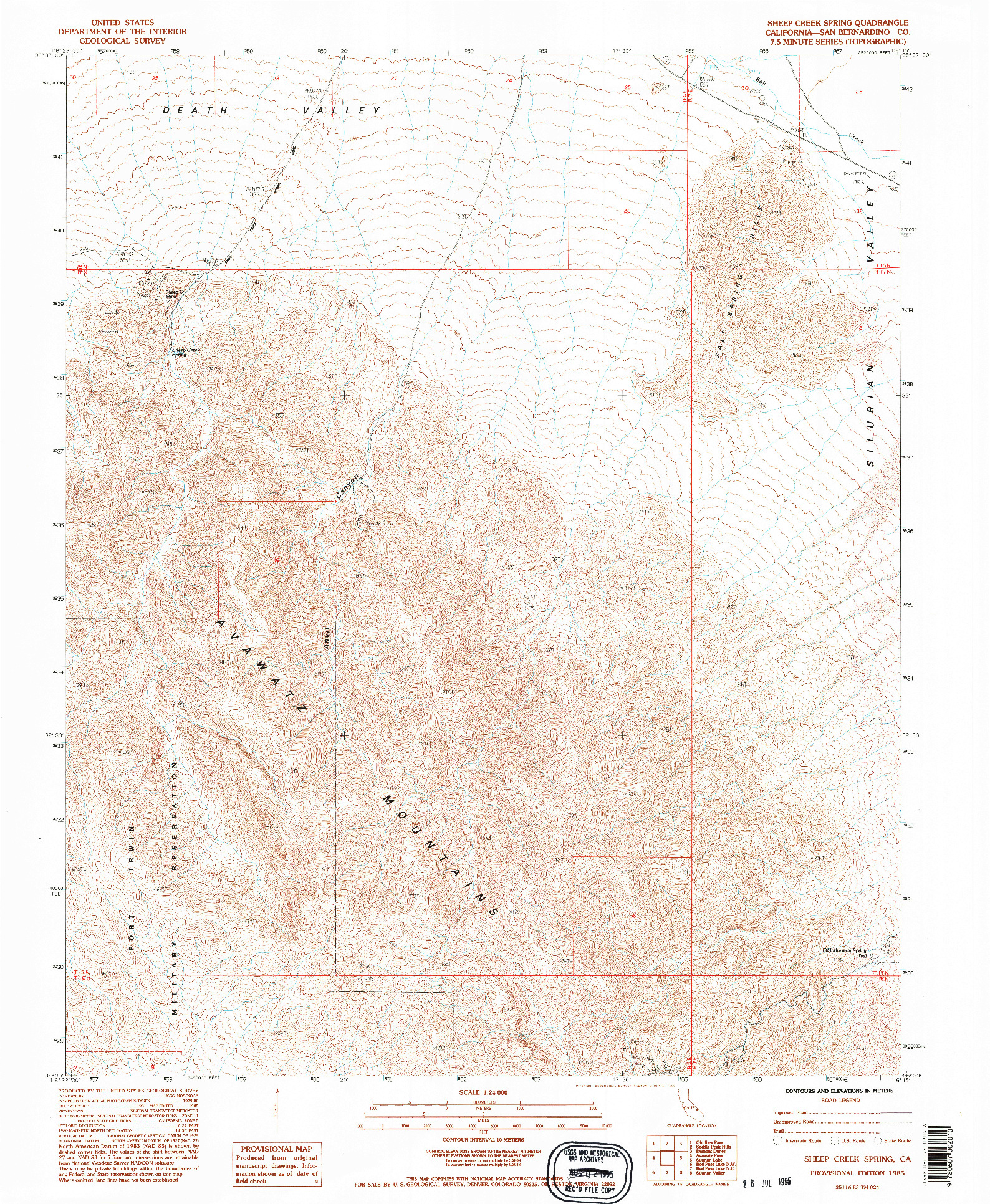 USGS 1:24000-SCALE QUADRANGLE FOR SHEEP CREEK SPRING, CA 1985