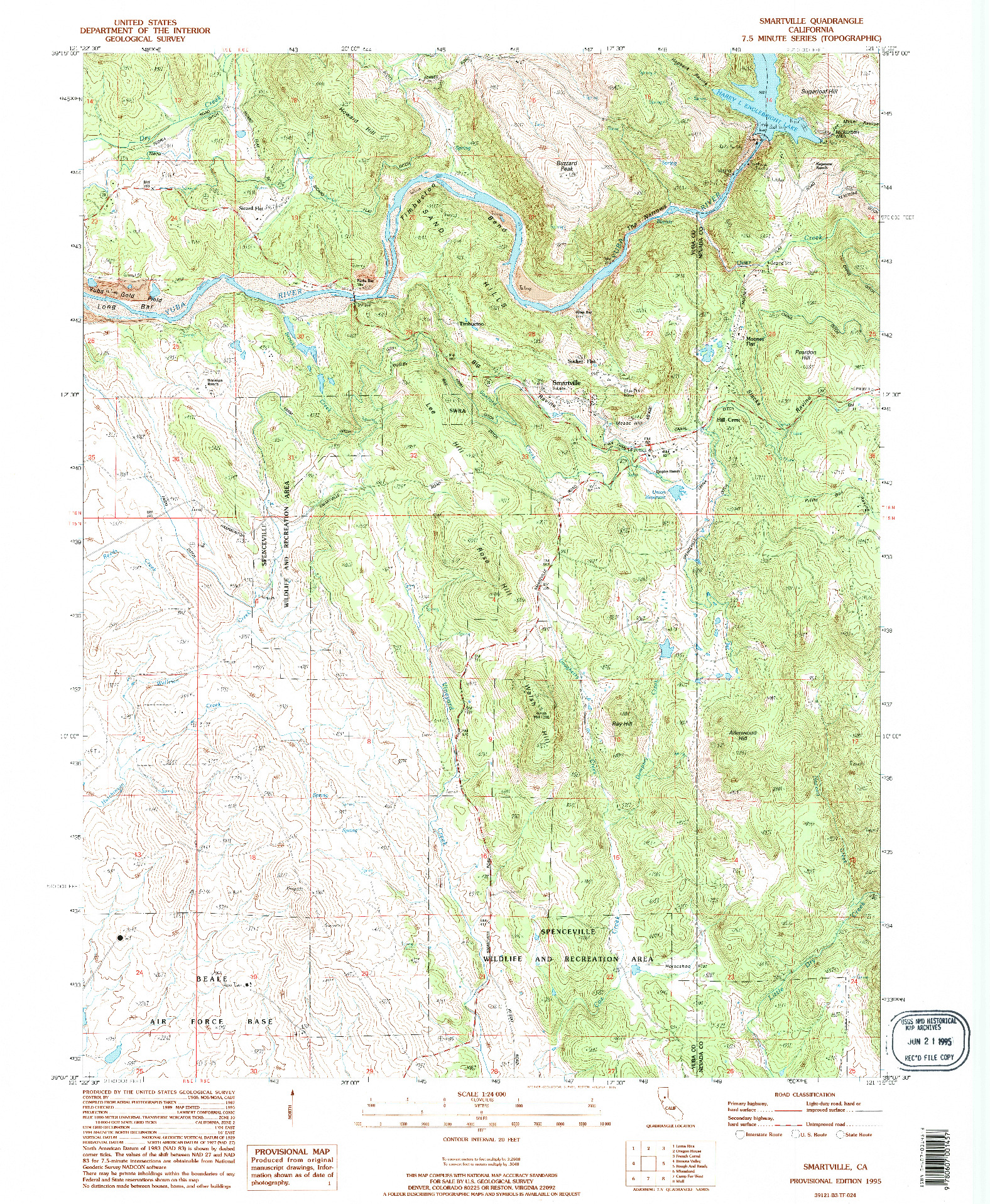 USGS 1:24000-SCALE QUADRANGLE FOR SMARTVILLE, CA 1995