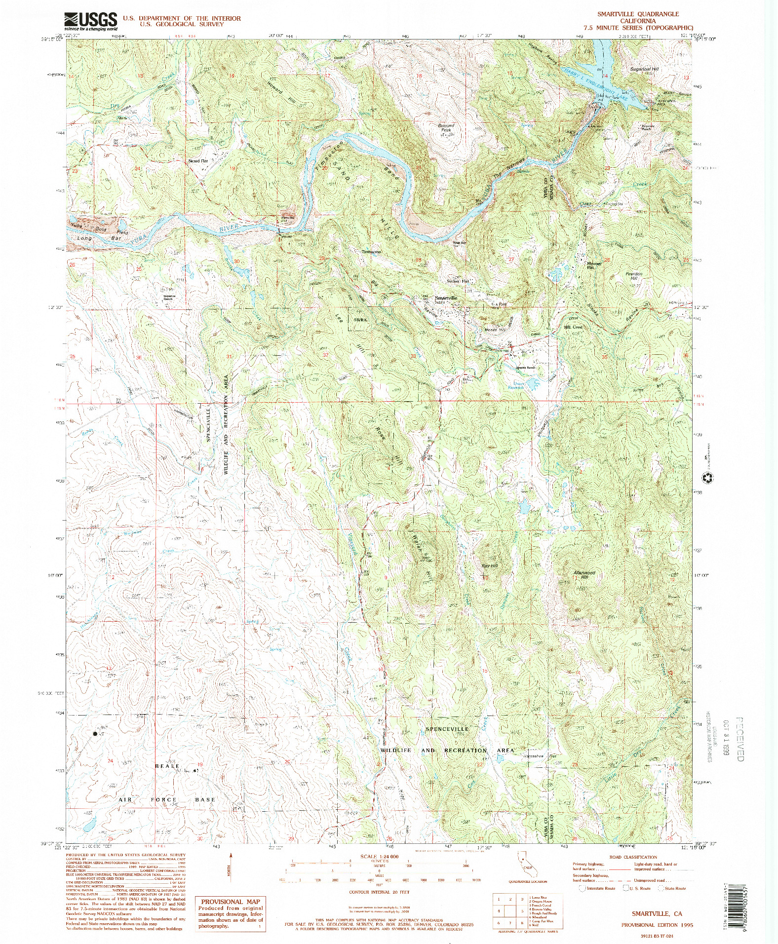 USGS 1:24000-SCALE QUADRANGLE FOR SMARTVILLE, CA 1995