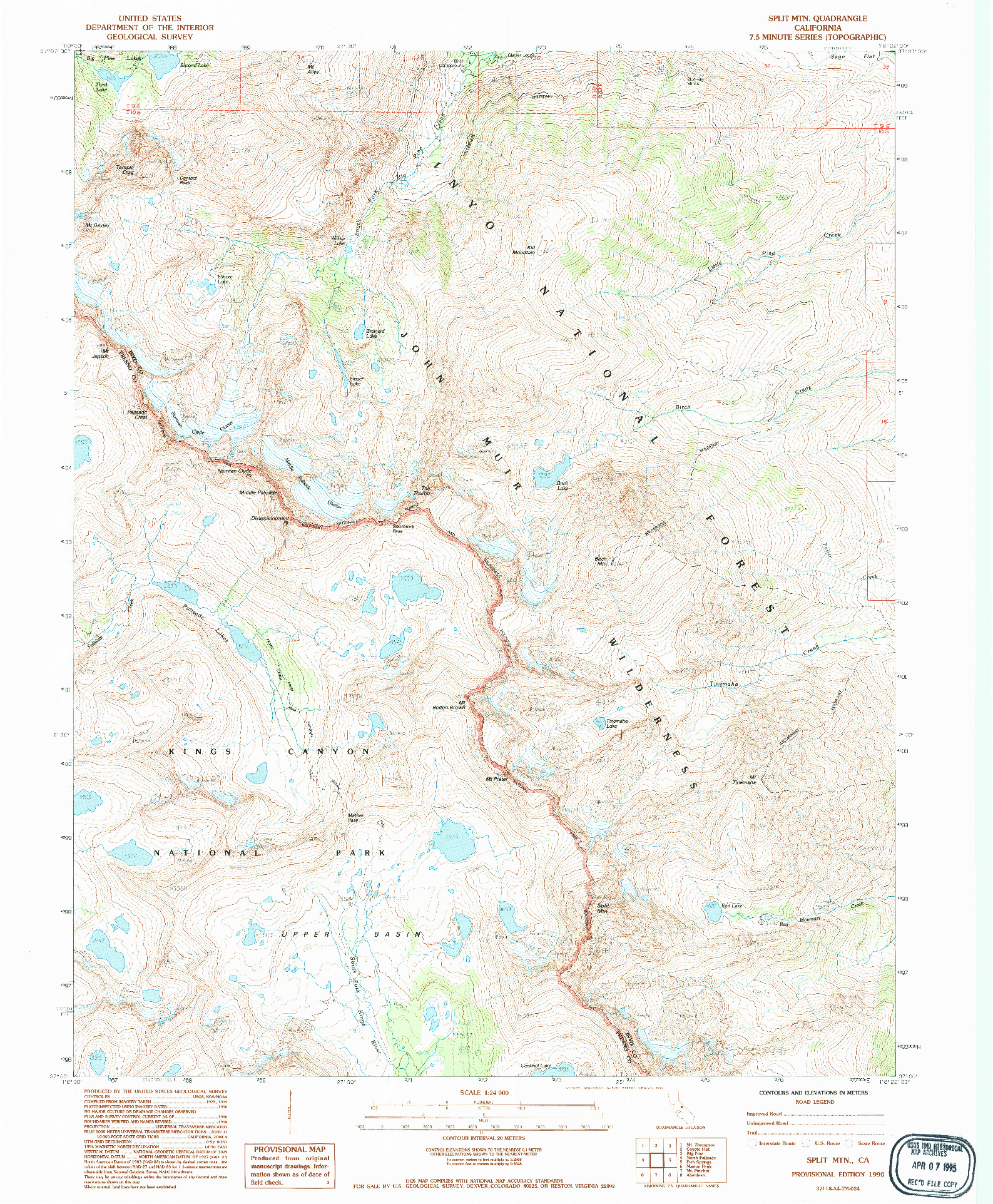 USGS 1:24000-SCALE QUADRANGLE FOR SPLIT MTN, CA 1990