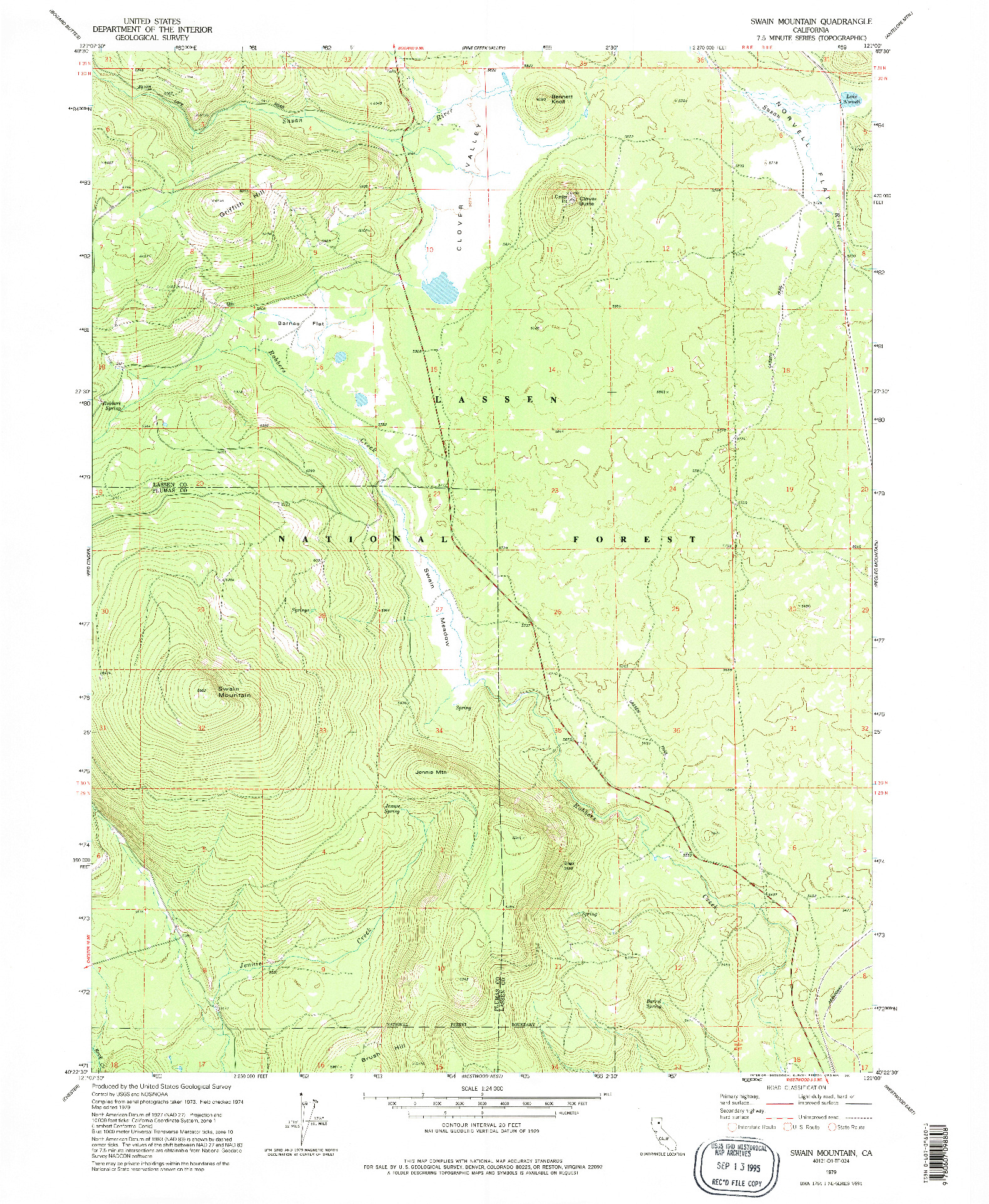USGS 1:24000-SCALE QUADRANGLE FOR SWAIN MOUNTAIN, CA 1979