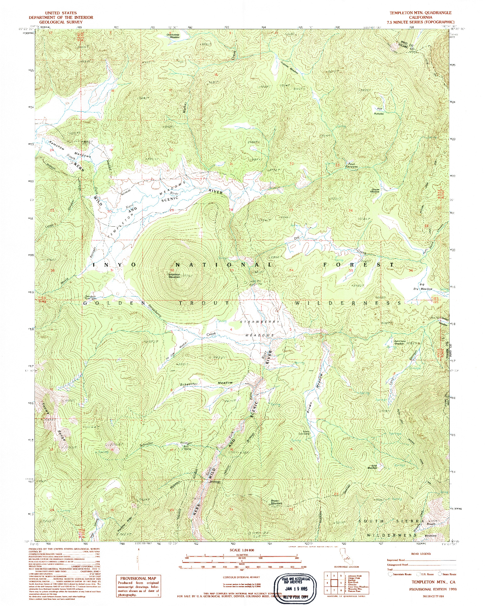 USGS 1:24000-SCALE QUADRANGLE FOR TEMPLETON MTN, CA 1993
