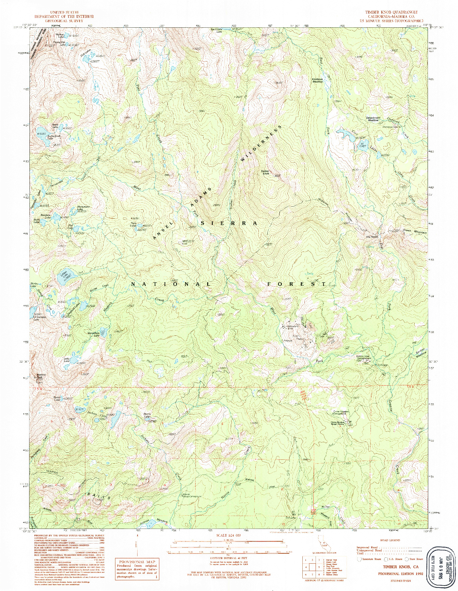 USGS 1:24000-SCALE QUADRANGLE FOR TIMBER KNOB, CA 1992