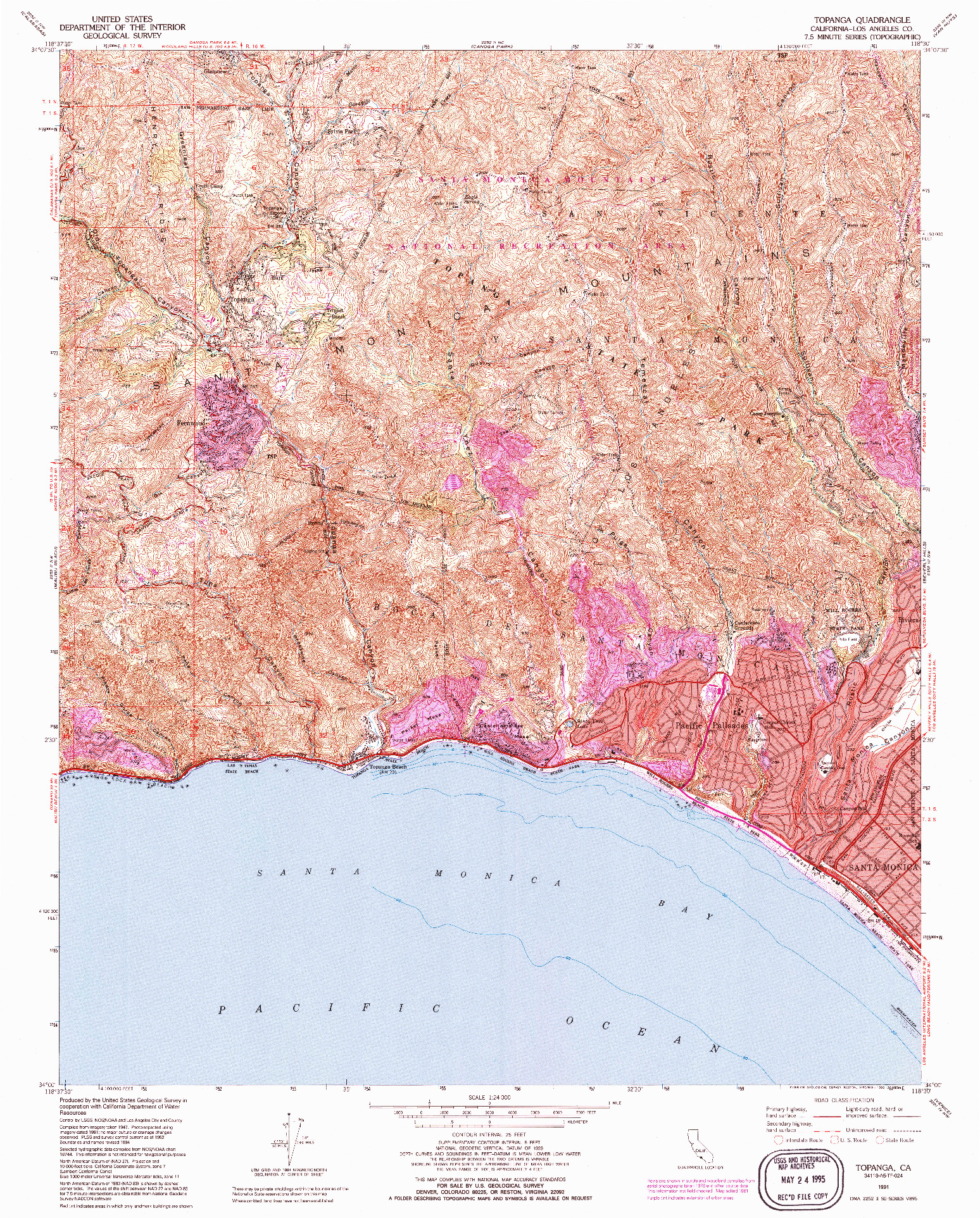 USGS 1:24000-SCALE QUADRANGLE FOR TOPANGA, CA 1991