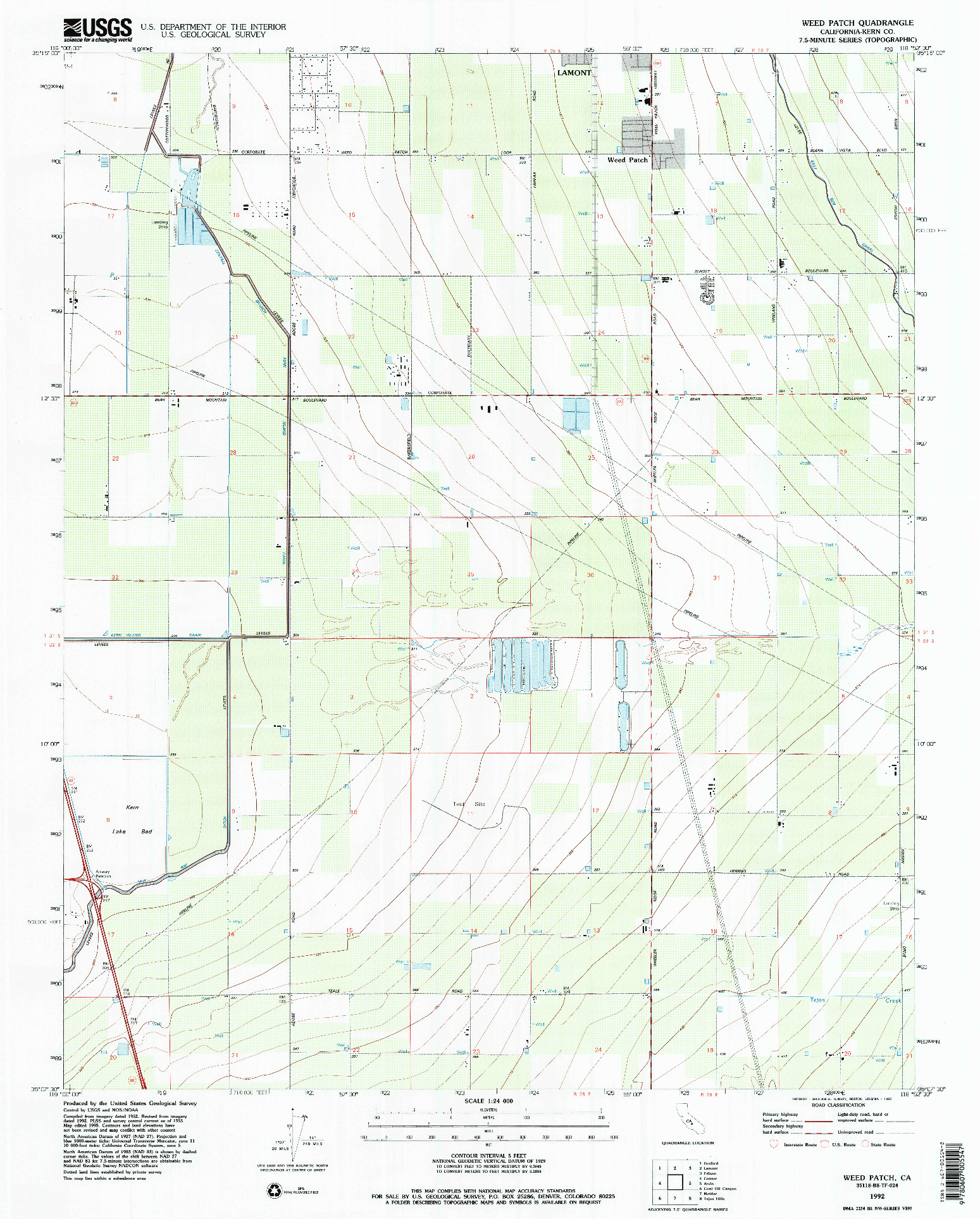 USGS 1:24000-SCALE QUADRANGLE FOR WEED PATCH, CA 1992