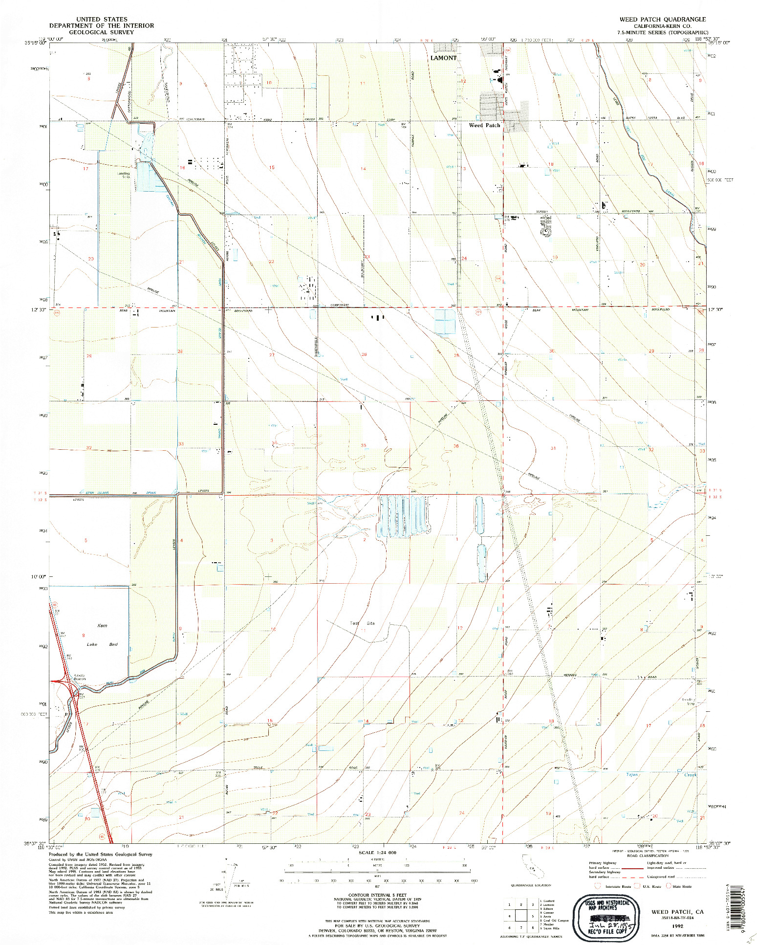 USGS 1:24000-SCALE QUADRANGLE FOR WEED PATCH, CA 1992