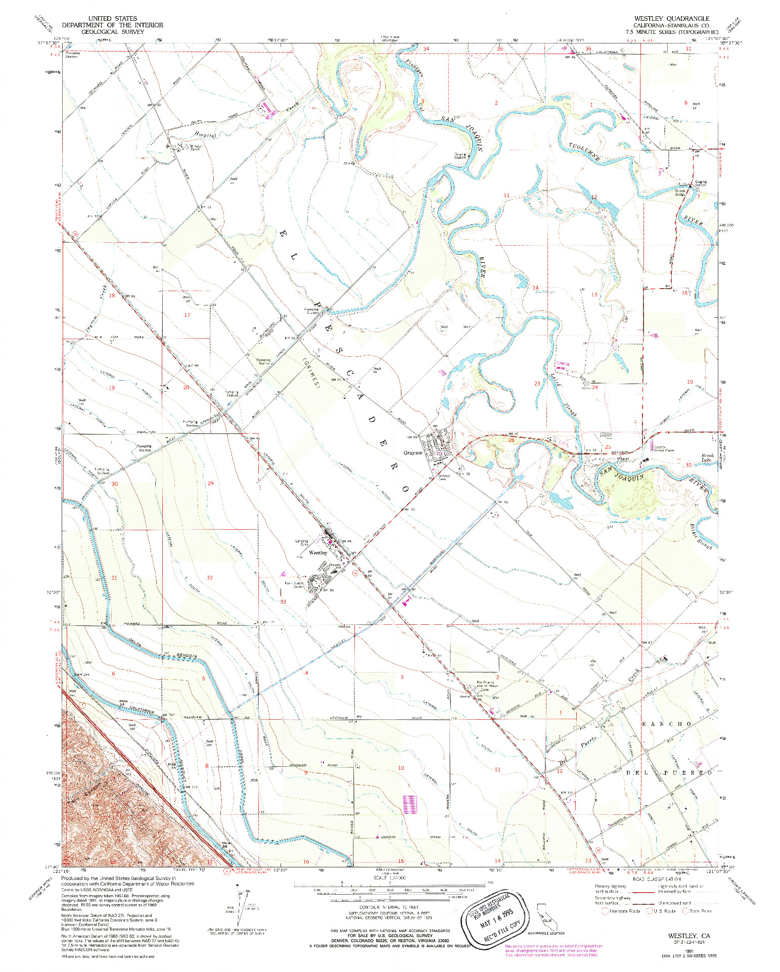 USGS 1:24000-SCALE QUADRANGLE FOR WESTLEY, CA 1991