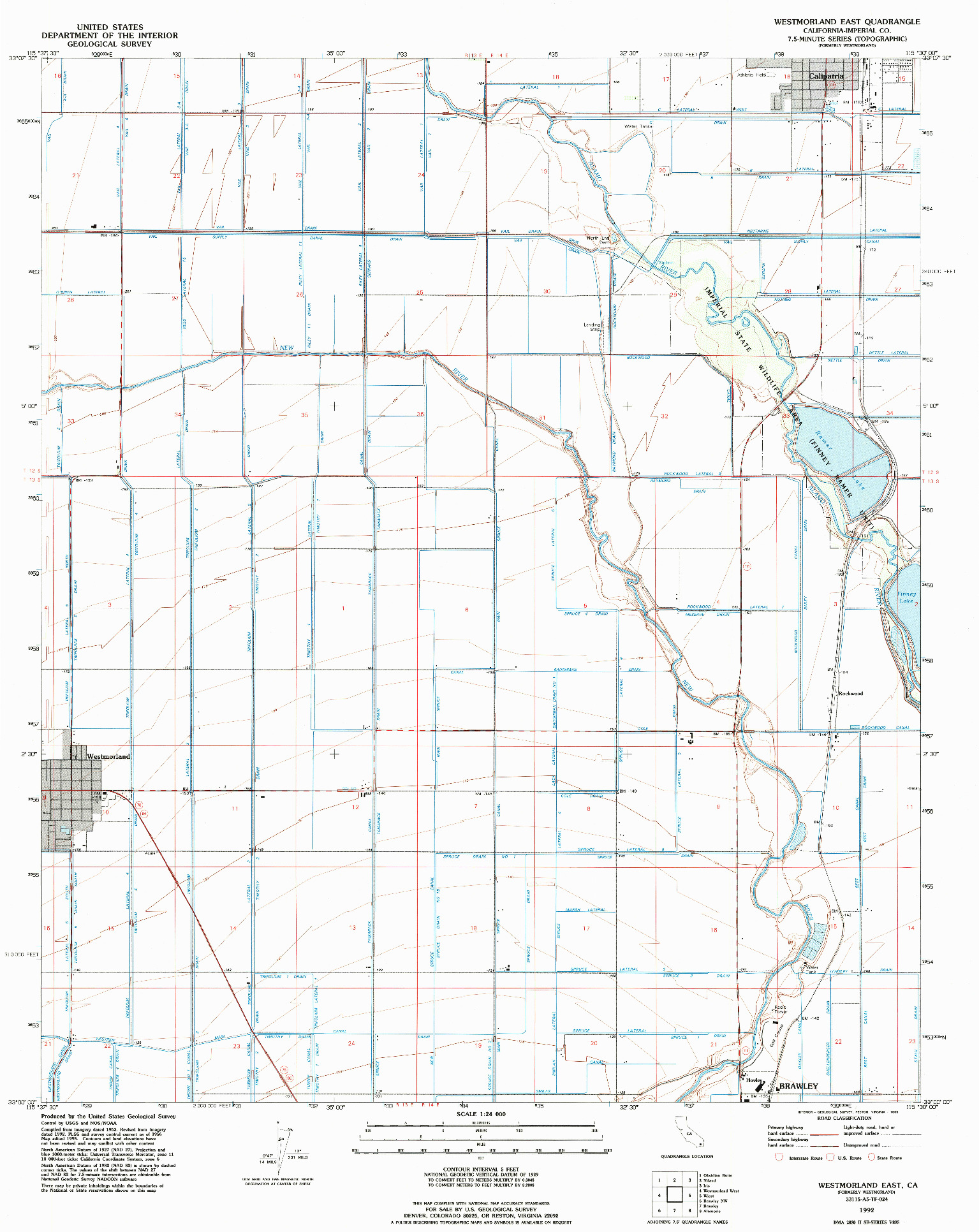 USGS 1:24000-SCALE QUADRANGLE FOR WESTMORLAND EAST, CA 1992