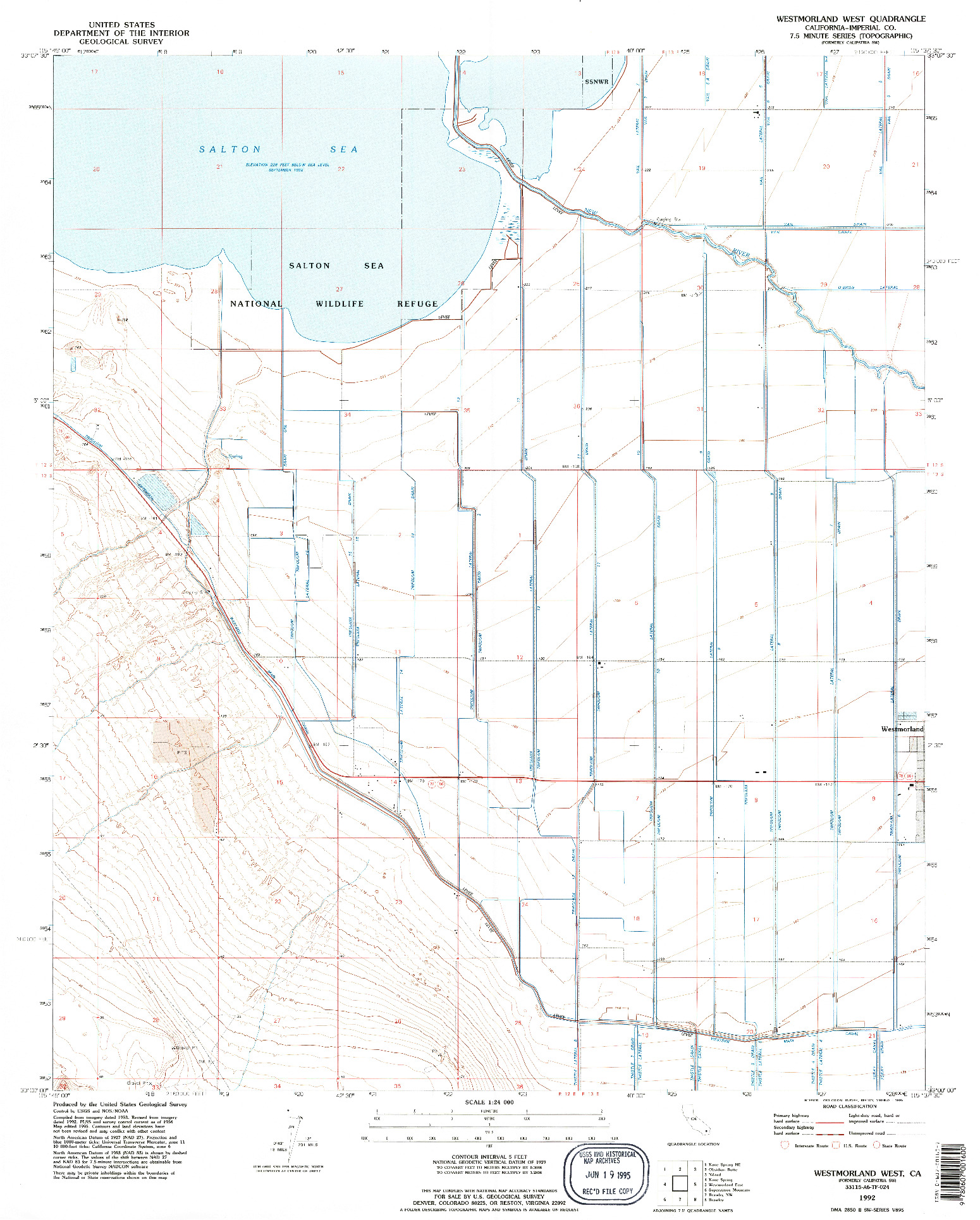 USGS 1:24000-SCALE QUADRANGLE FOR WESTMORLAND WEST, CA 1992