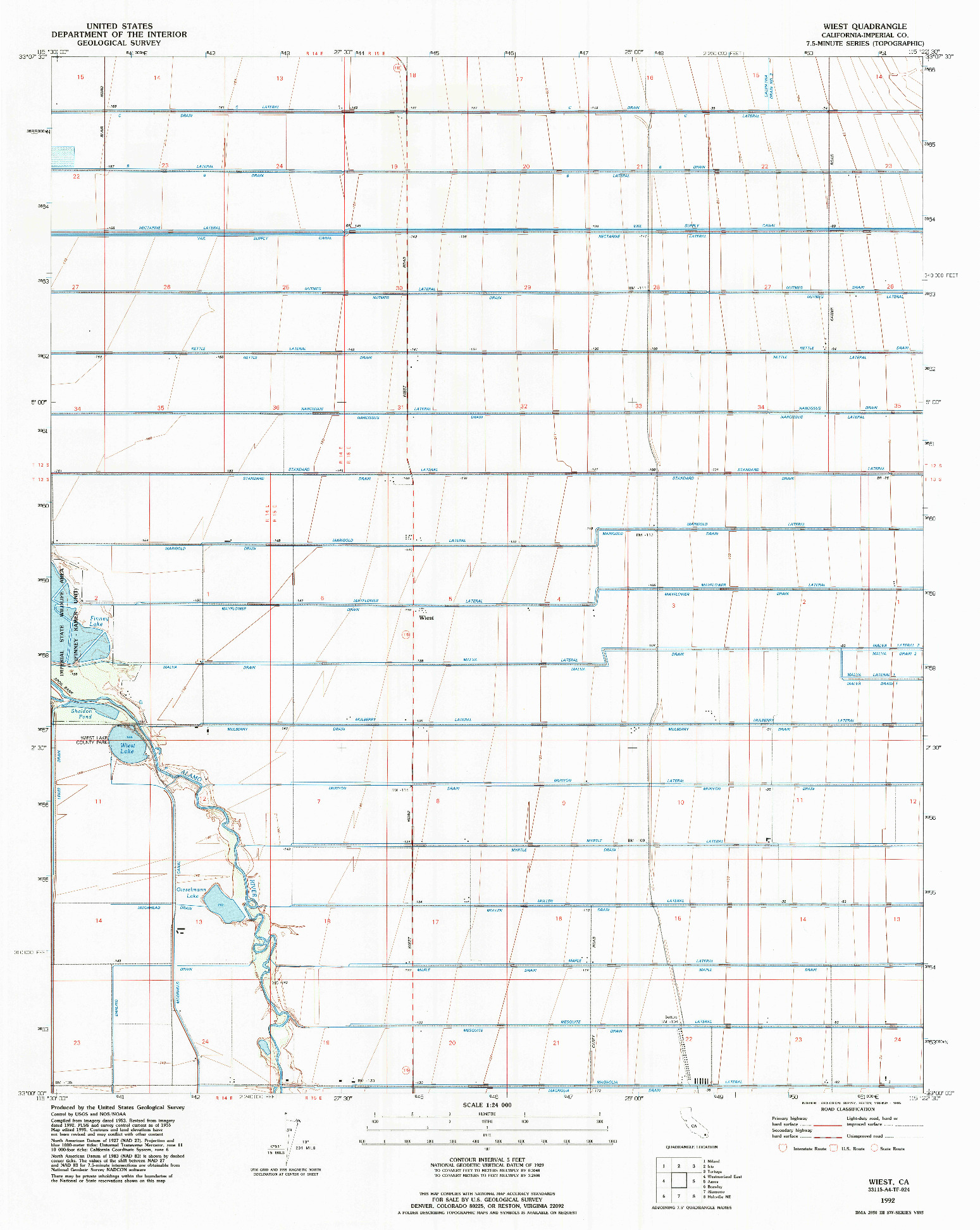 USGS 1:24000-SCALE QUADRANGLE FOR WIEST, CA 1992