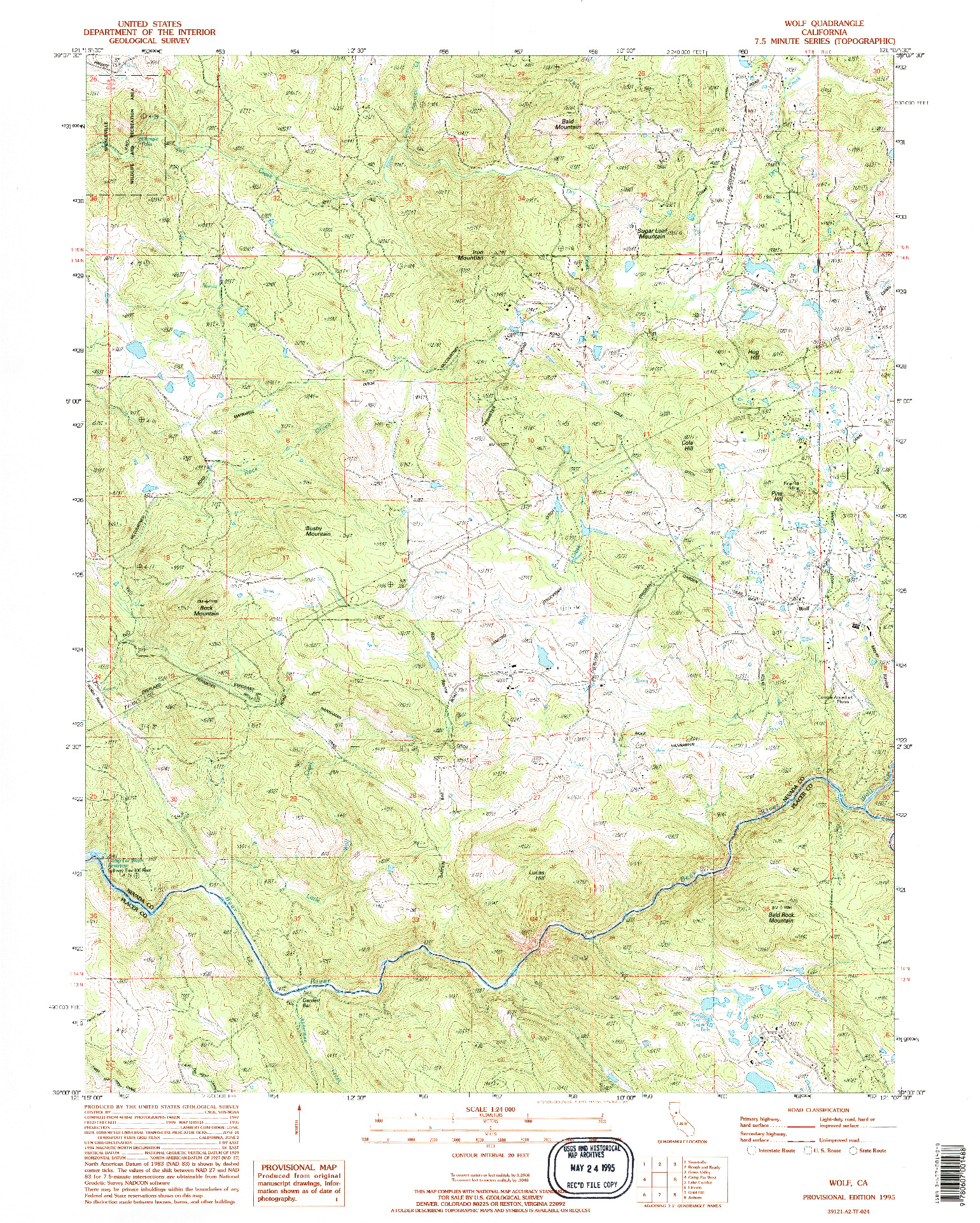 USGS 1:24000-SCALE QUADRANGLE FOR WOLF, CA 1995