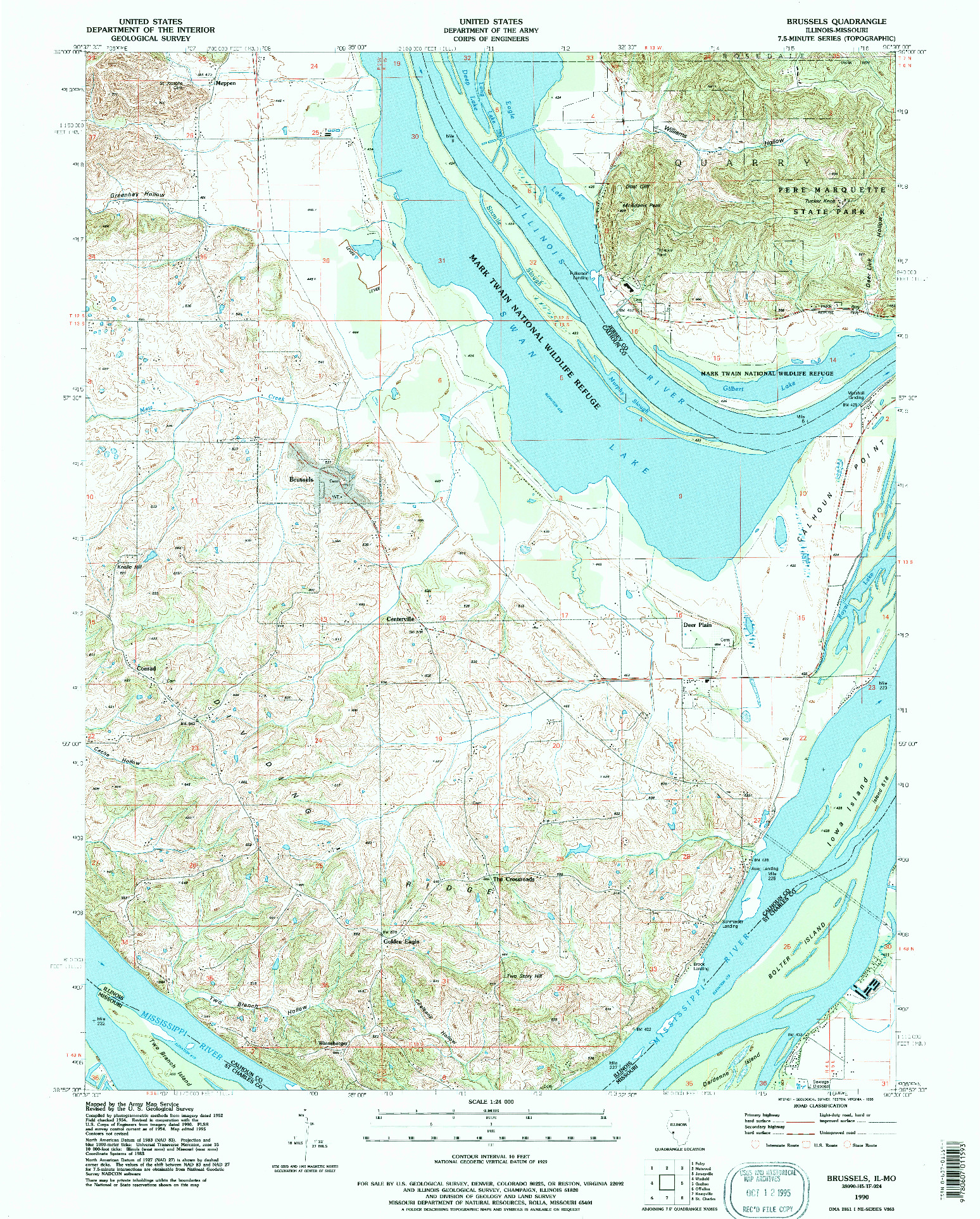 USGS 1:24000-SCALE QUADRANGLE FOR BRUSSELS, IL 1990